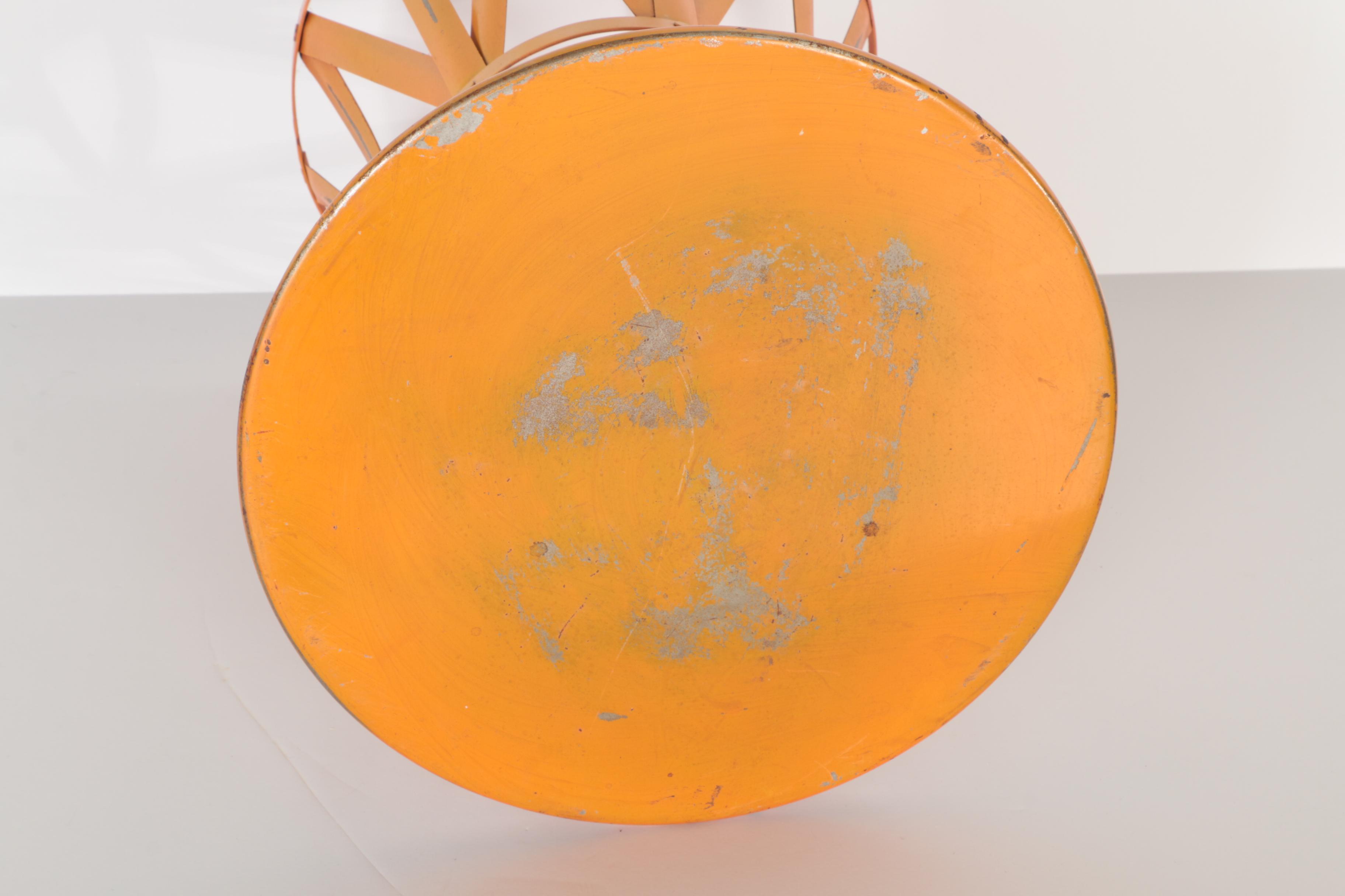 Modernist Style Orange Metal Side Table EBTH