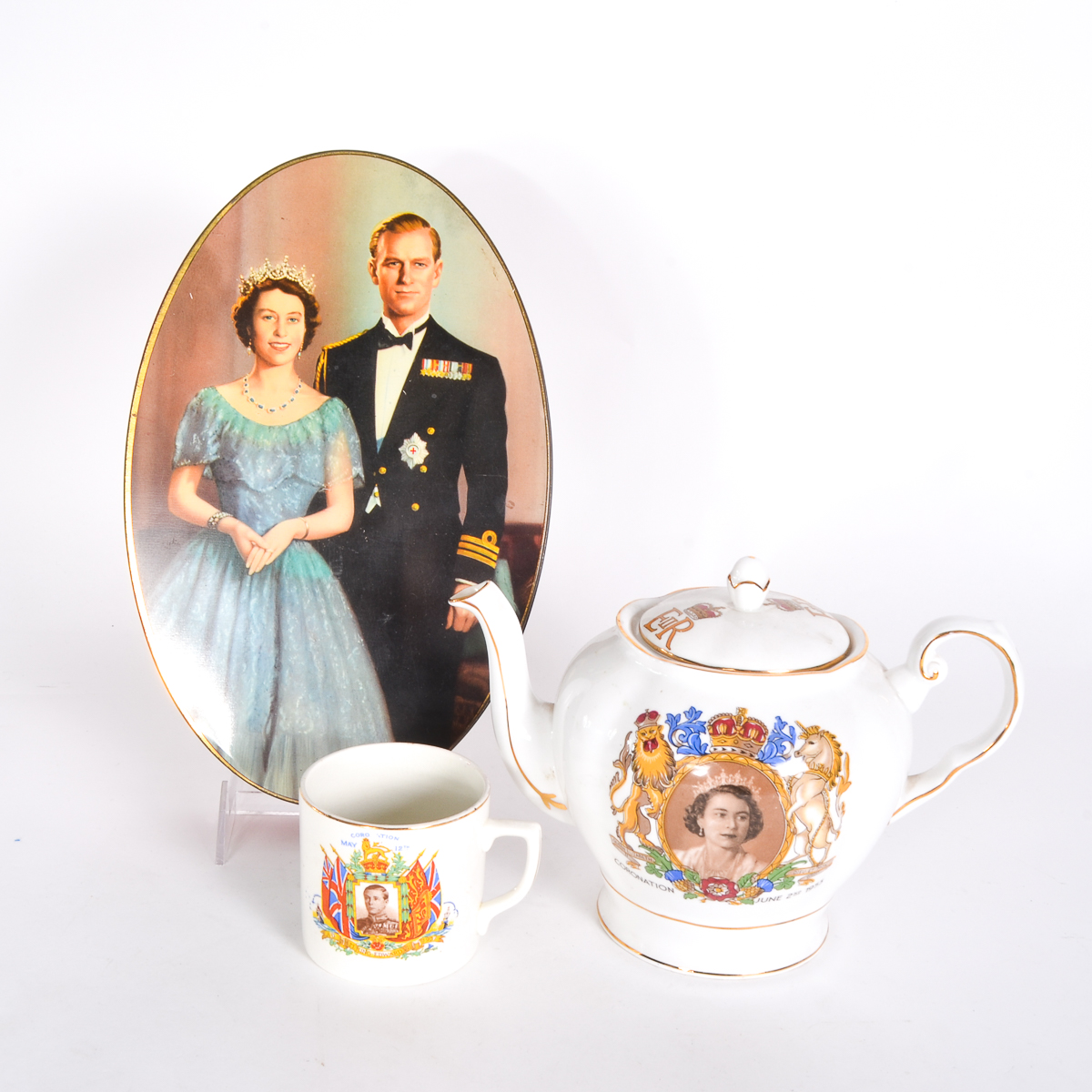Collection of British Royal Coronation Souvenirs including Tuscan Bone