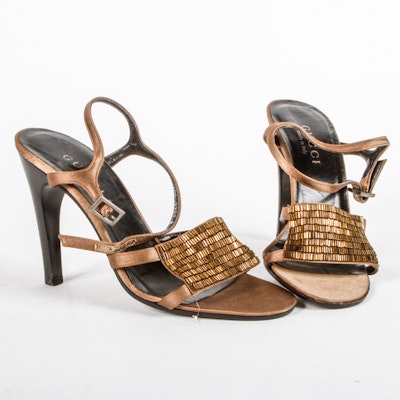 Gucci Beaded Heeled Sandals