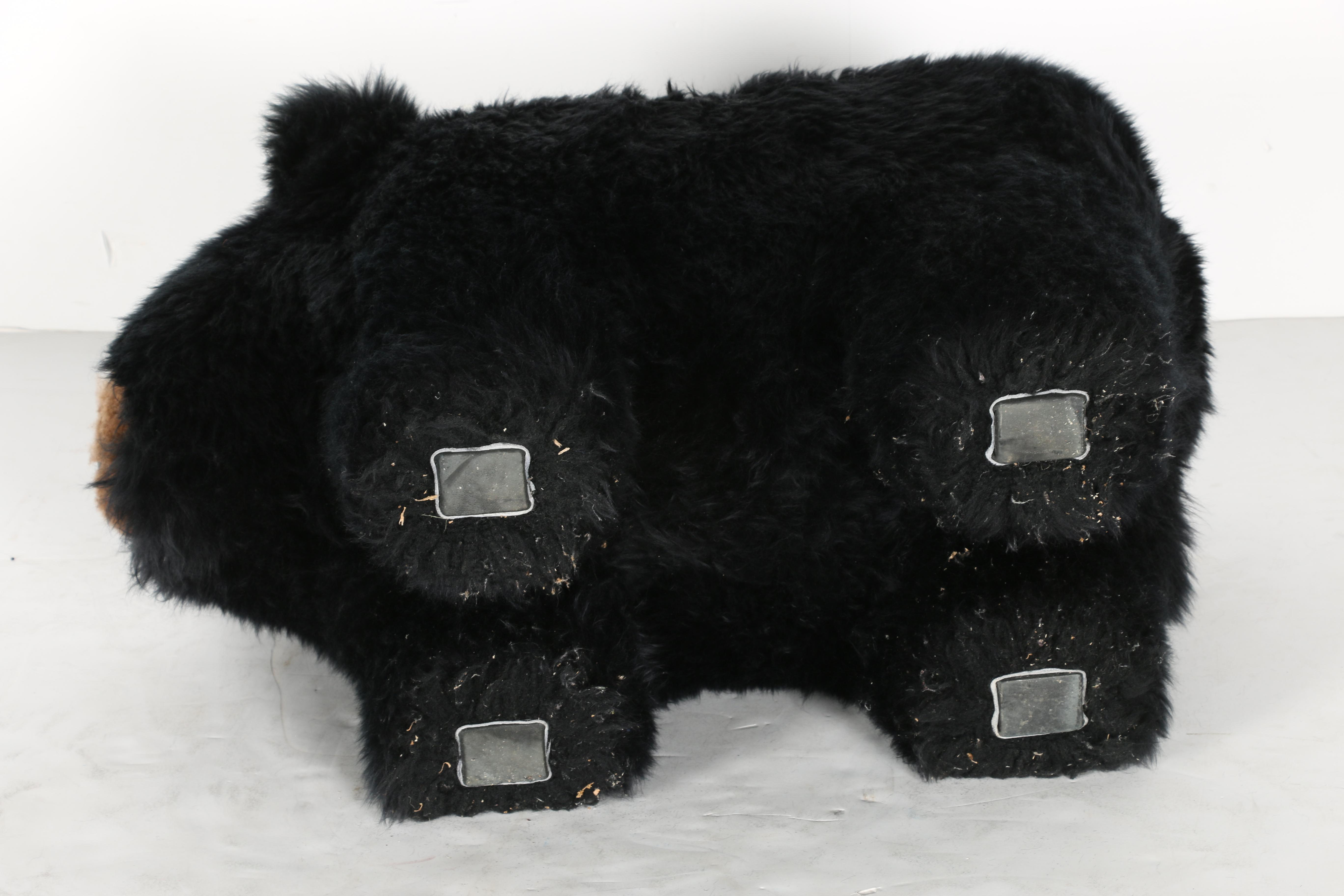 Faux Fur Black Bear Footstool EBTH