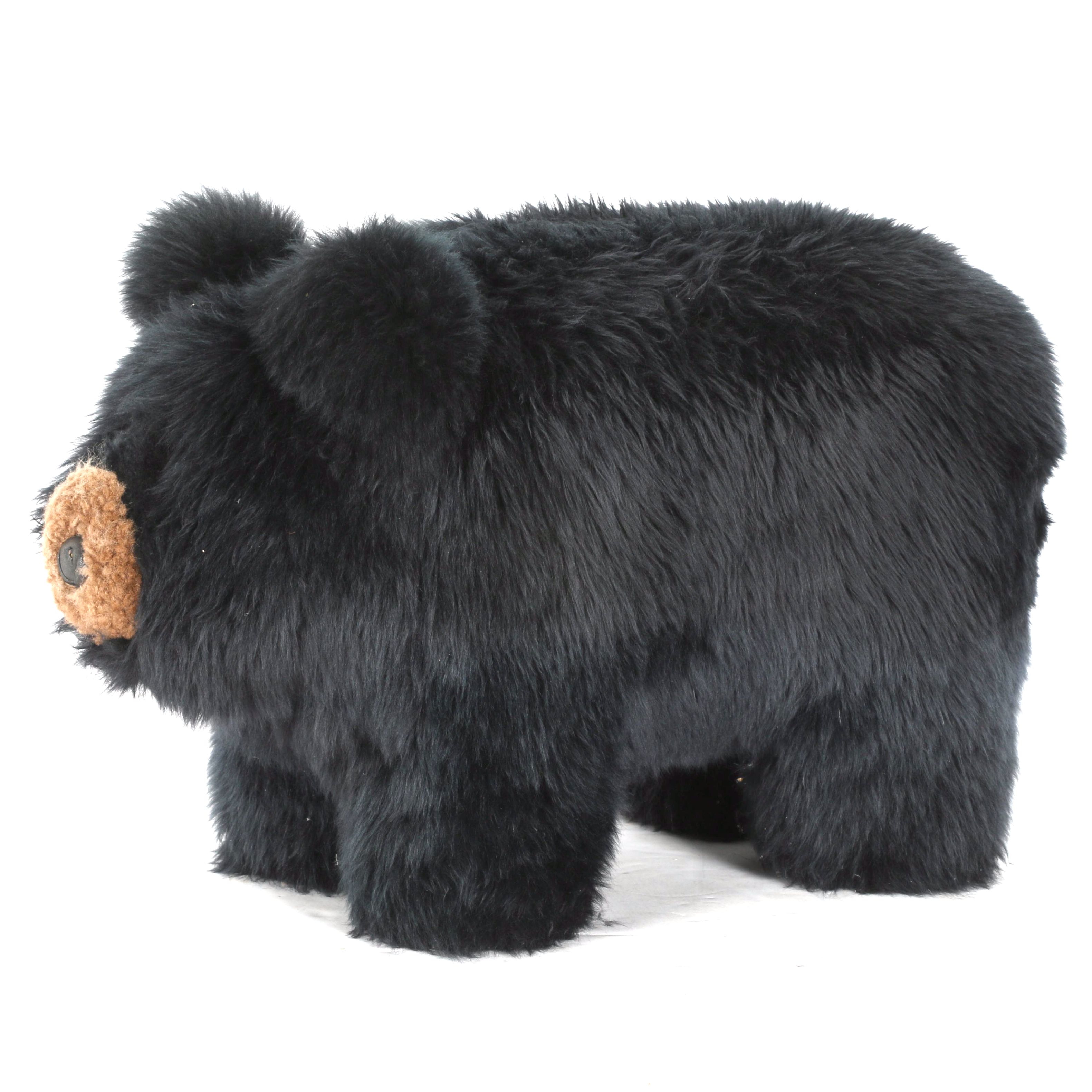 Faux Fur Black Bear Footstool | EBTH