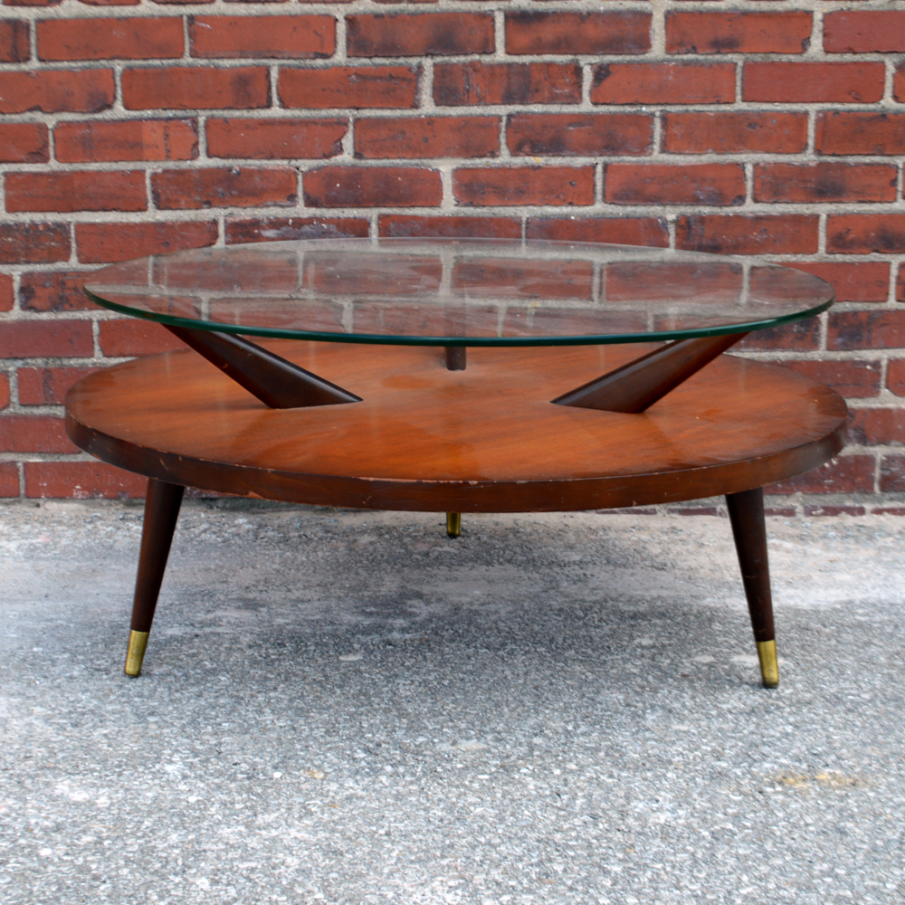 Mid Century Modern GlassTop Coffee Table EBTH