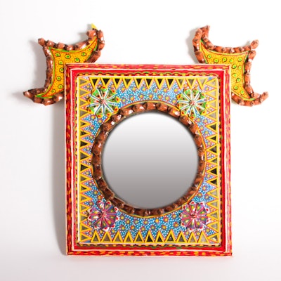 Hand-Painted Ornate Wall Mirror Hand-Painted Ornate Wall Mirror