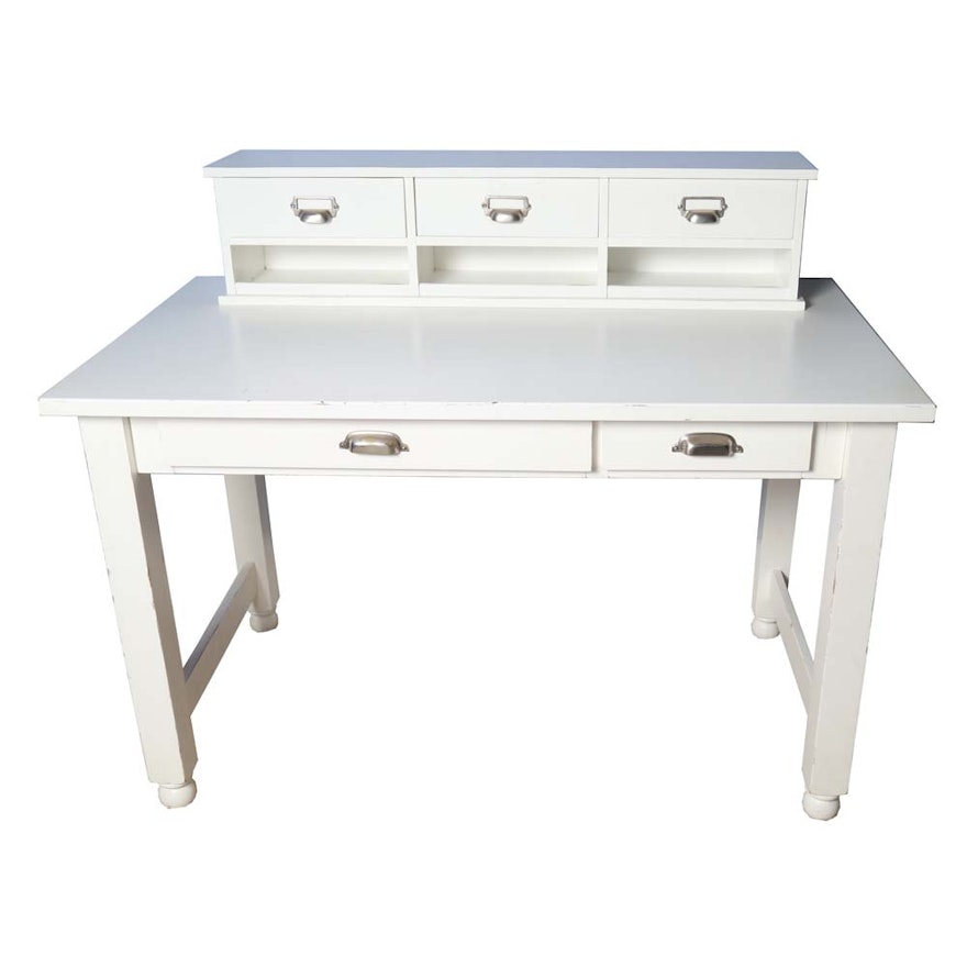 White Writing Desk With Hutch By Pottery Barn Ebth
