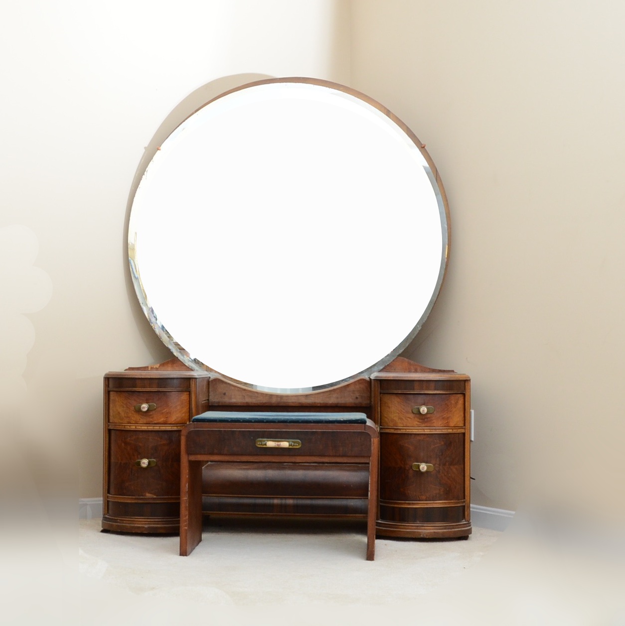 Art Deco Waterfall Vanity with Mirror EBTH