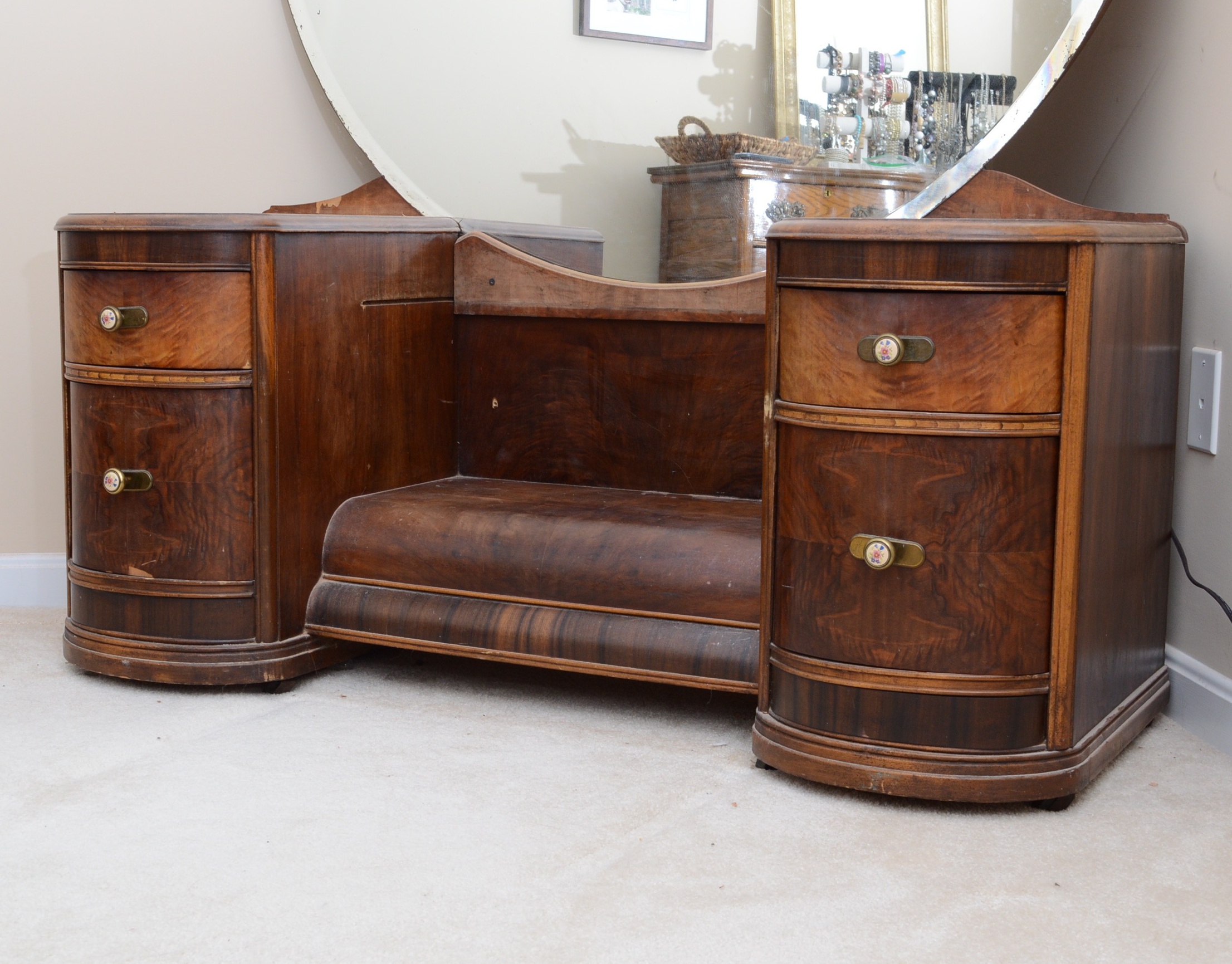 Art Deco Waterfall Vanity with Mirror EBTH