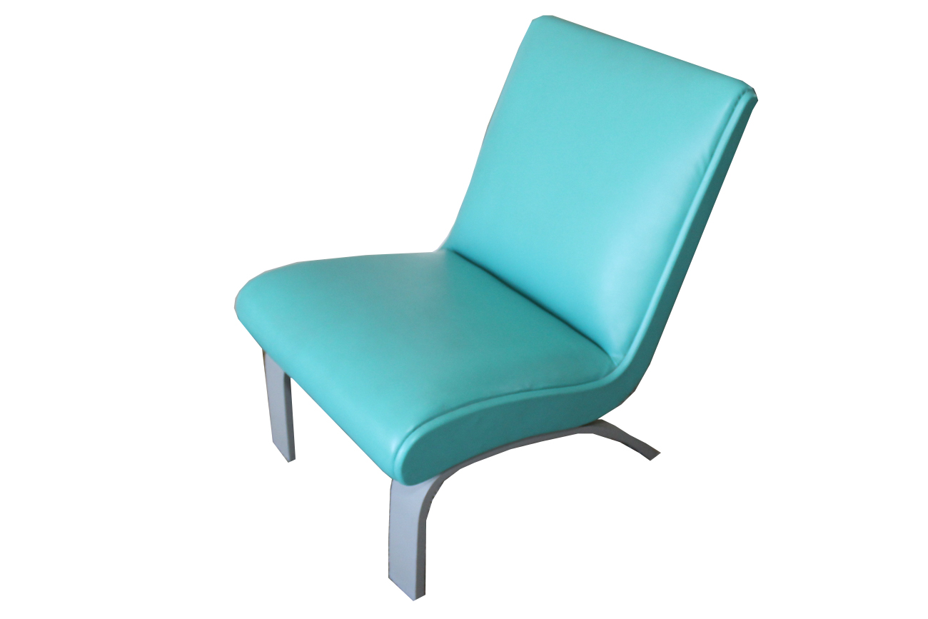 Mid Century Modern Blue Vinyl Upholstered Chair by EBTH