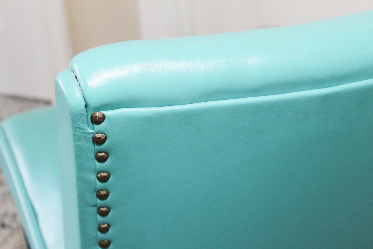 Mid Century Modern Blue Vinyl Upholstered Chair by EBTH