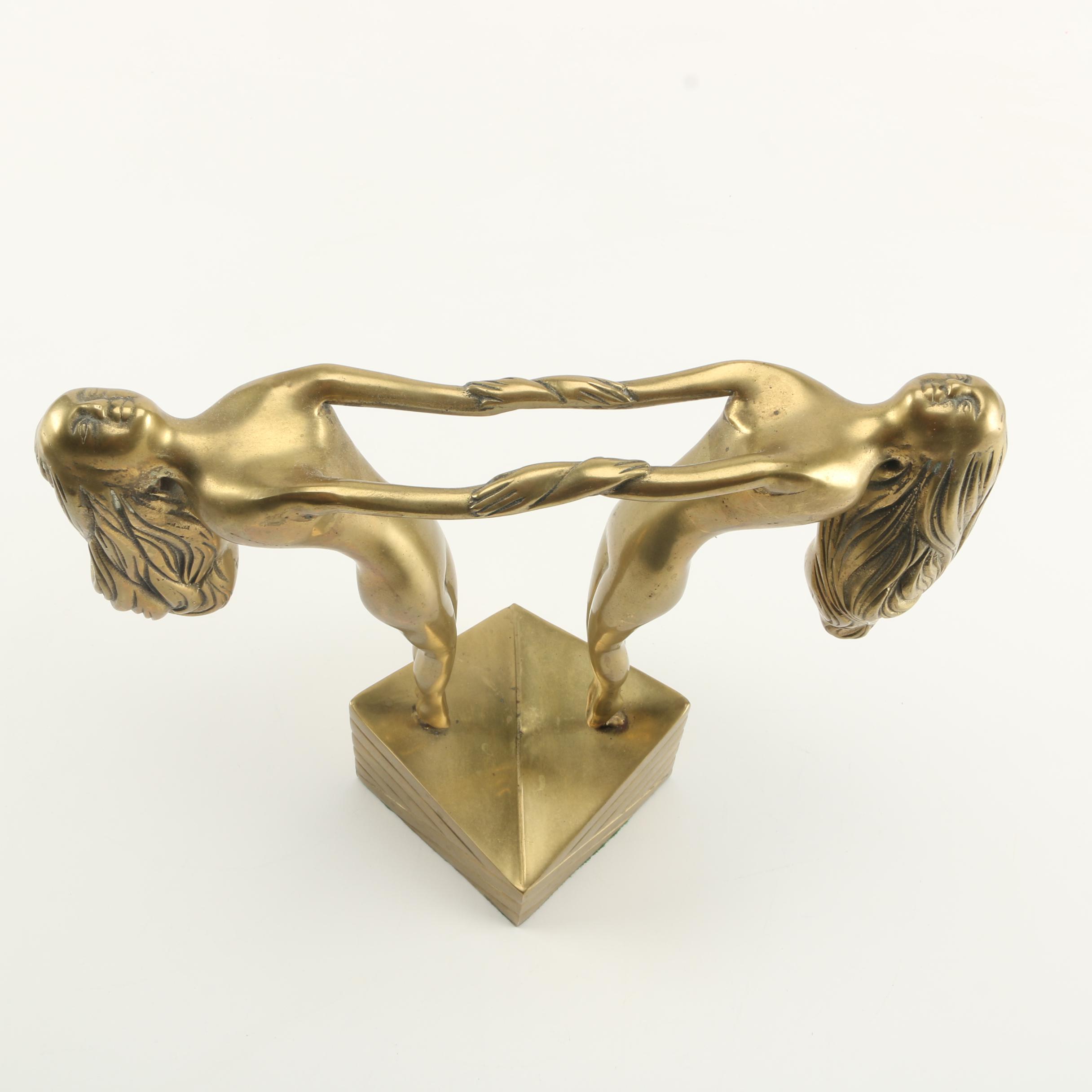 Art Deco Style Brass Statue of Women EBTH