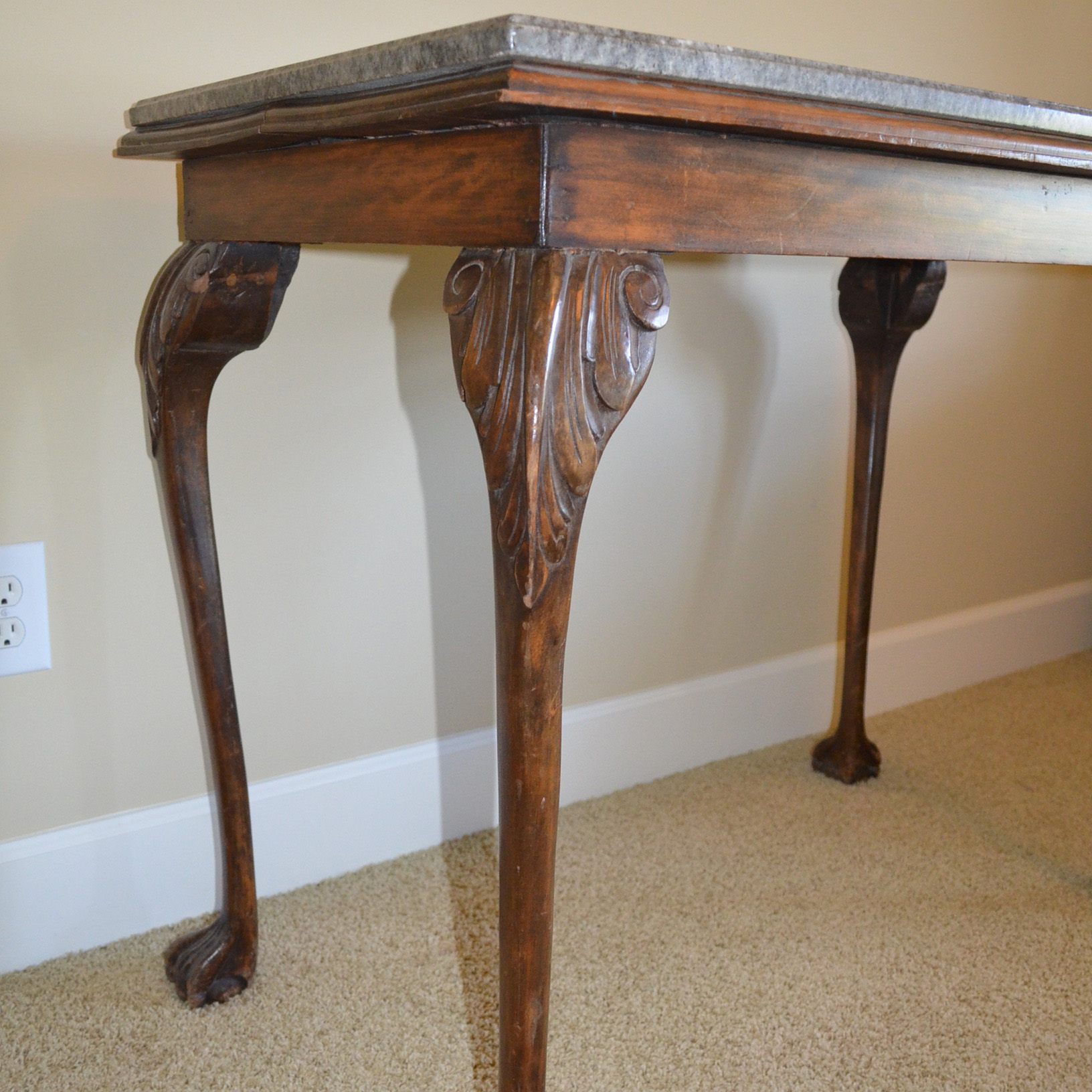 Vintage Granite Top Console Table EBTH