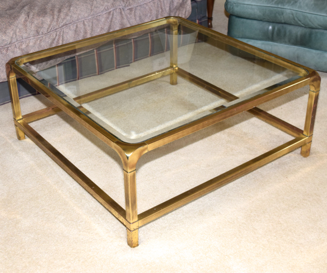Brass and Glass Square Cocktail Table by Baker Furniture EBTH