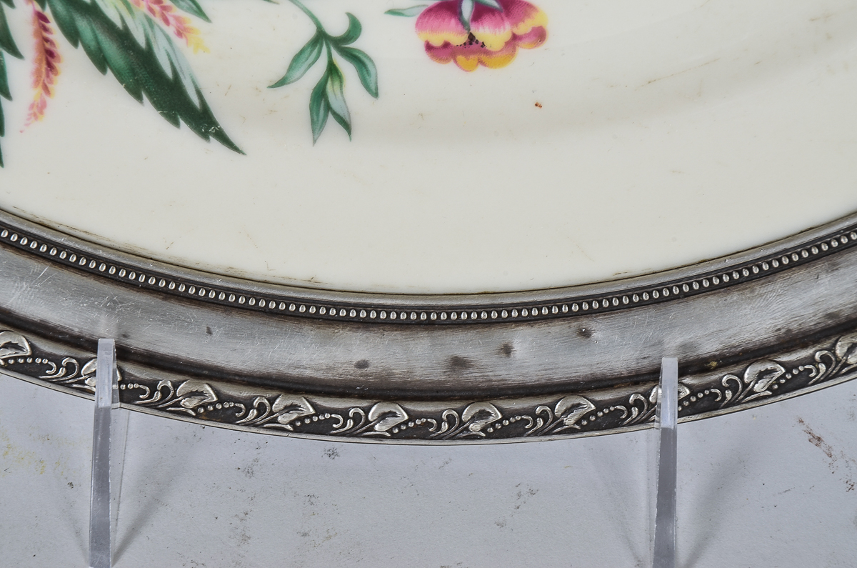 Lenox Sterling Silver rimmed "County Garden" Platter EBTH