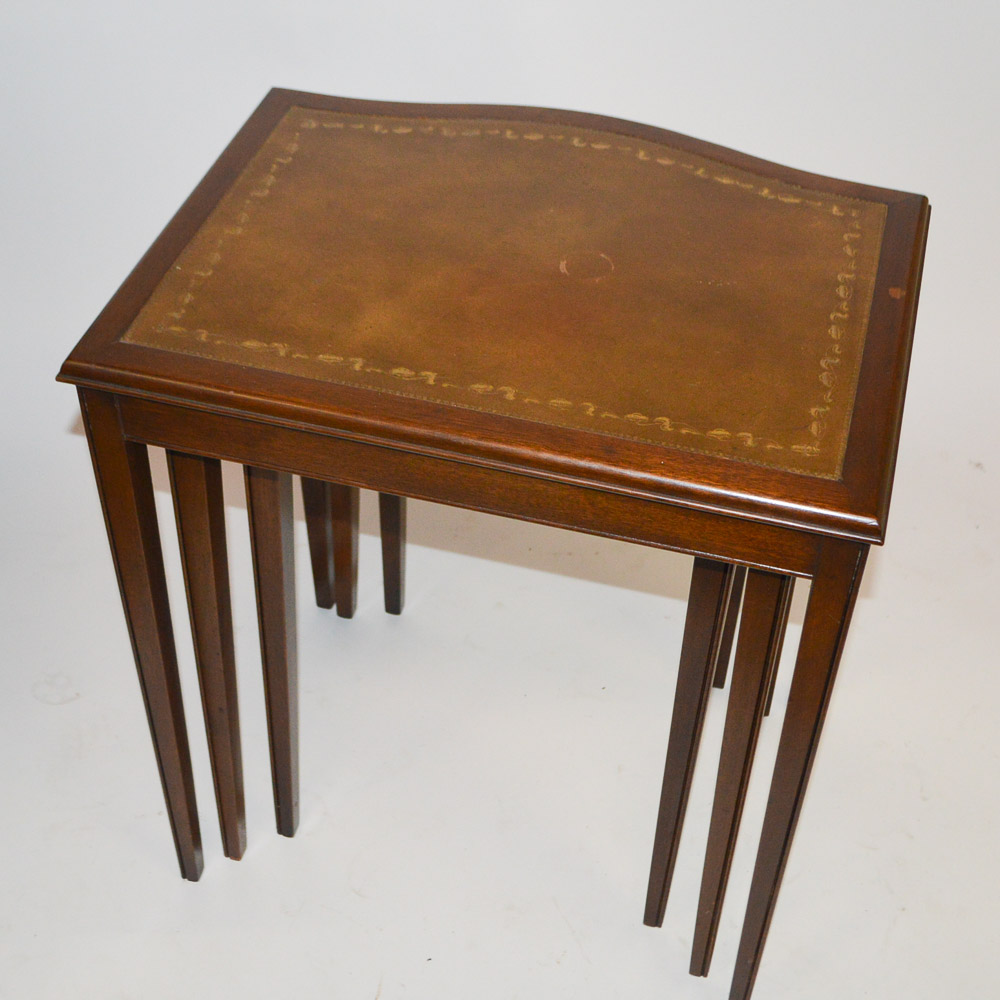 Leather Inlaid Nesting Tables EBTH