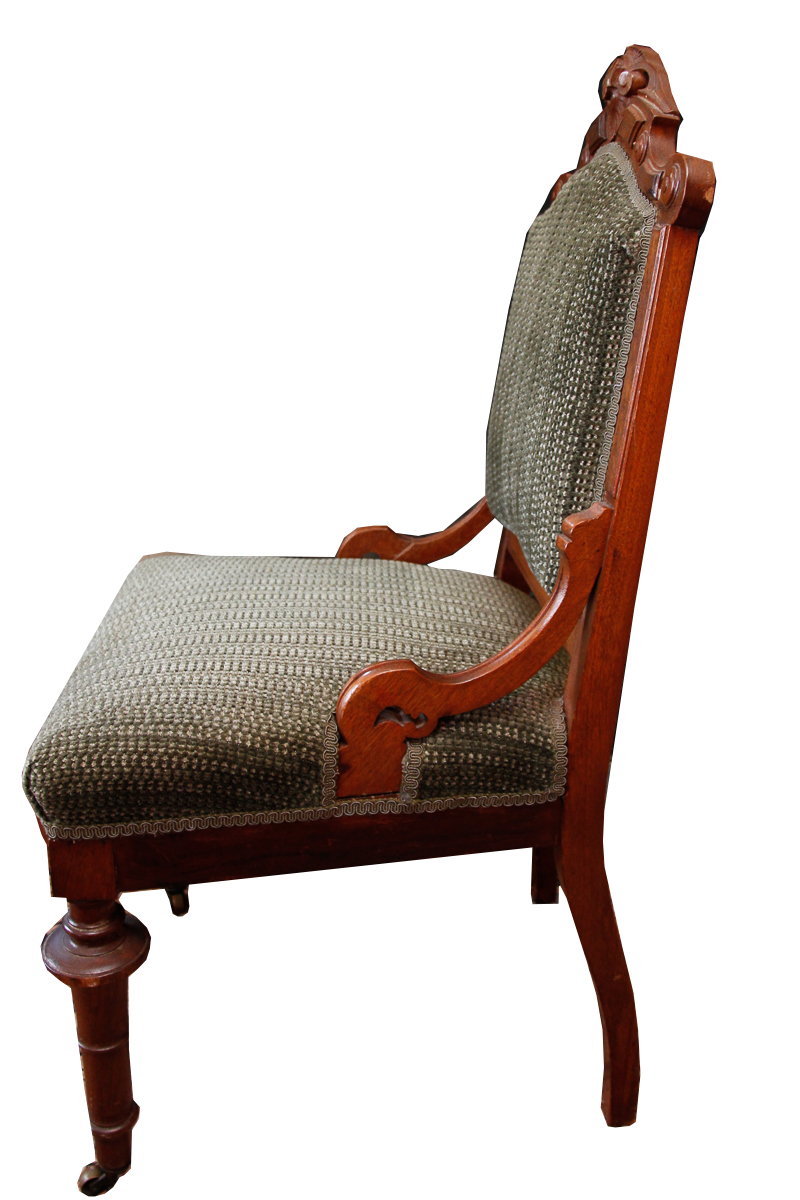 Vintage Curved Back Upholstered Arm Chair and Eastlake ...