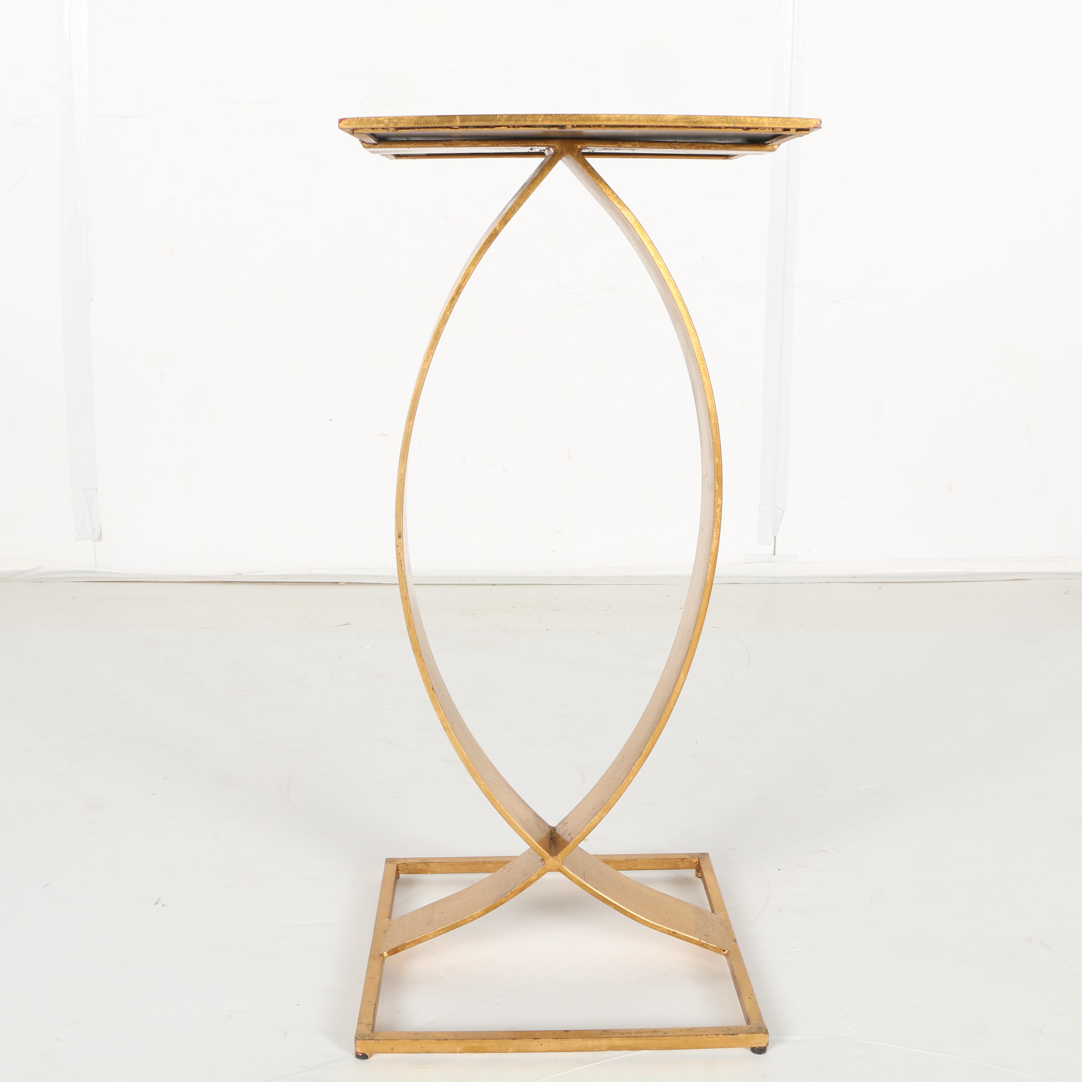 Gold Tone Mirrored Accent Table EBTH