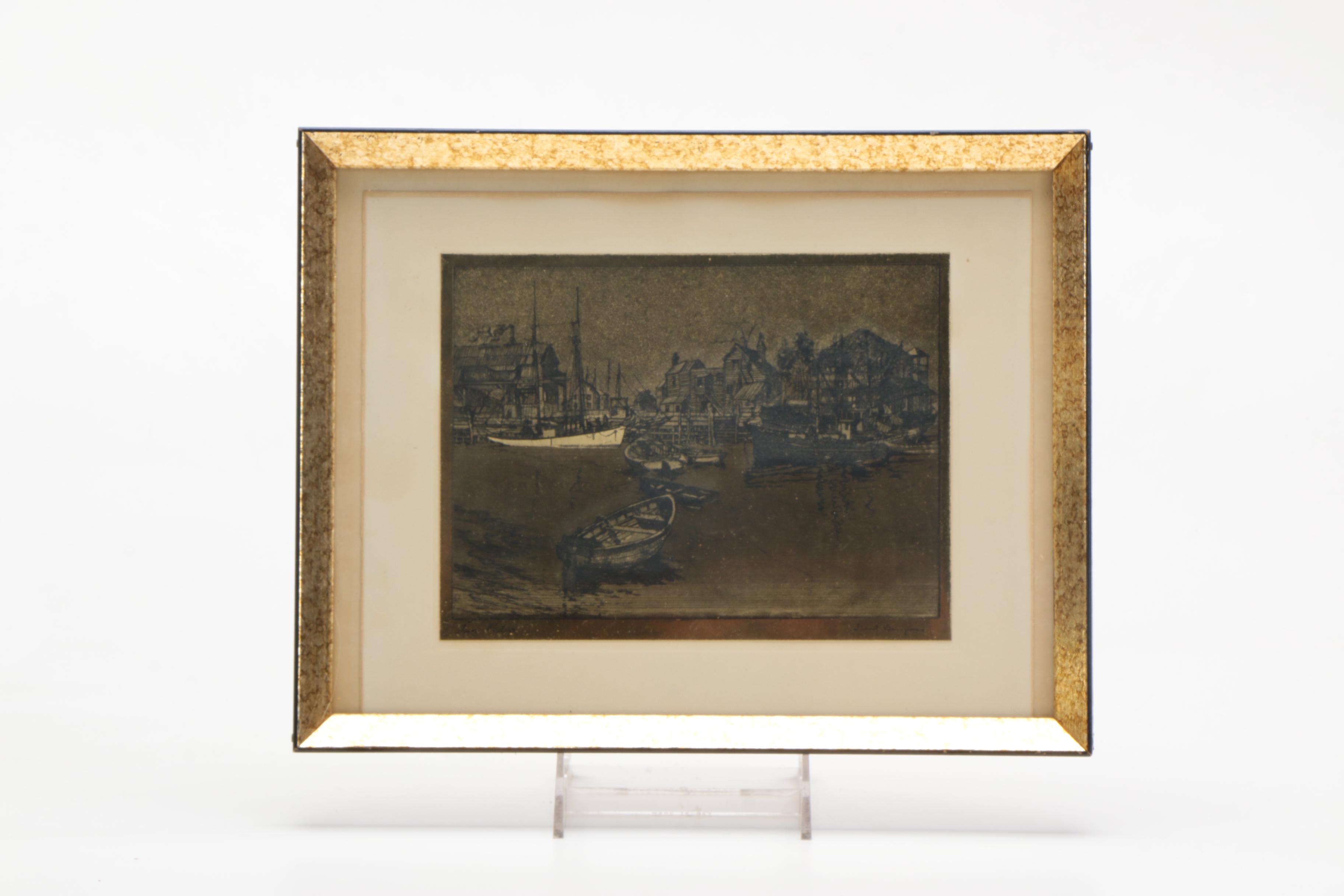 Lionel Barrymore Offset Lithograph "Quiet Waters" and Gold