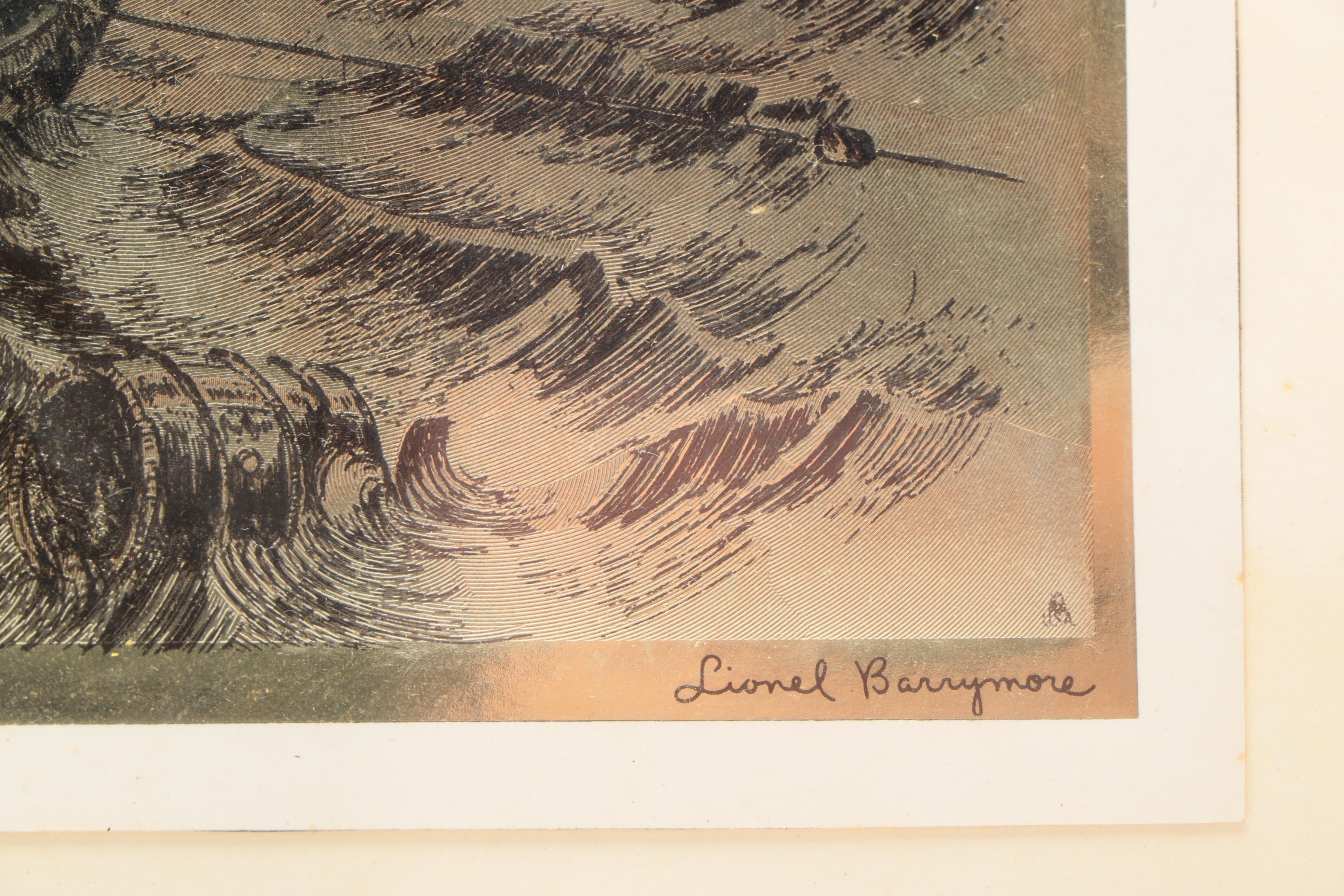 Lionel Barrymore Offset Lithograph "Quiet Waters" And Gold-Etch Prints ...