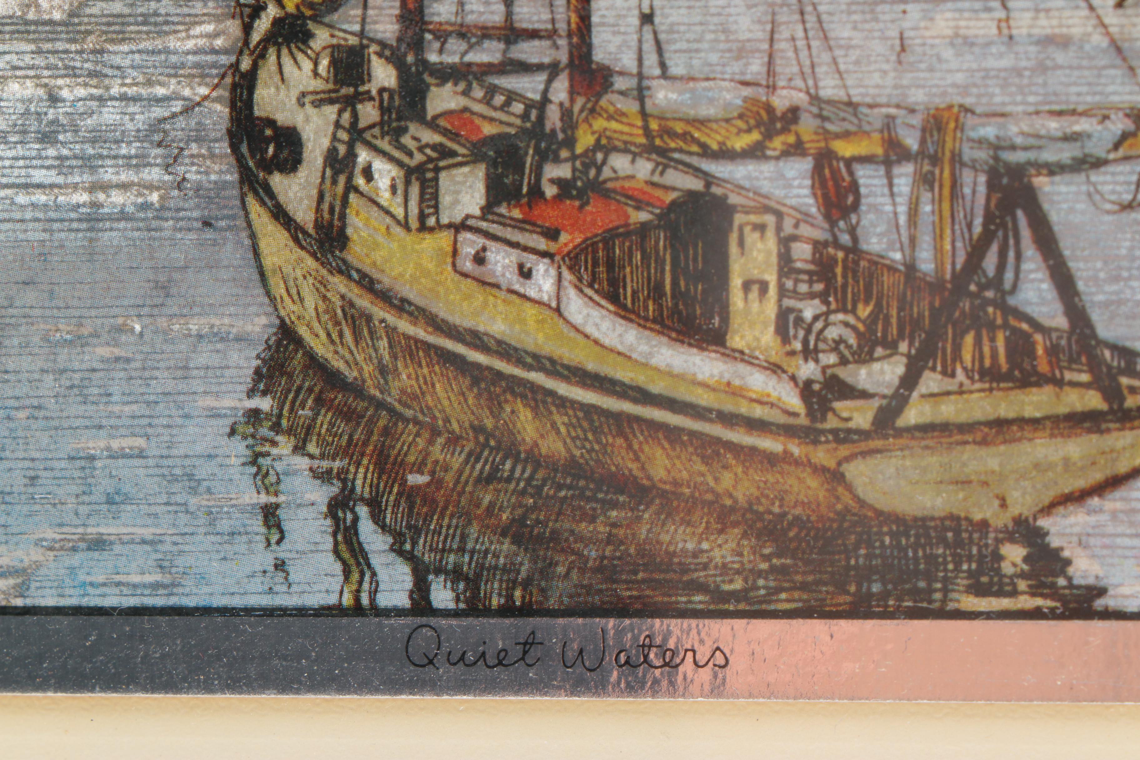 Lionel Barrymore Offset Lithograph "Quiet Waters" and Gold