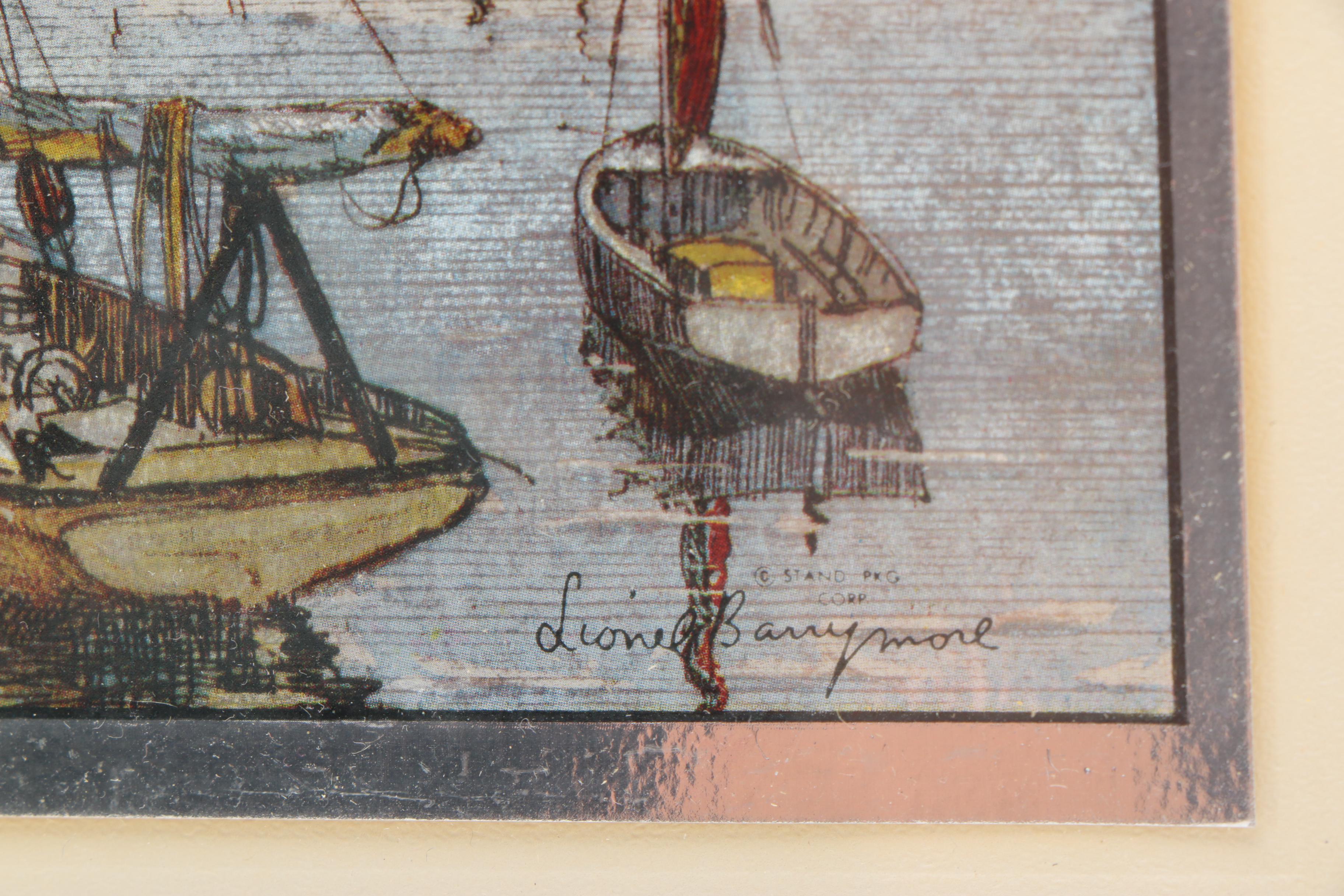 Lionel Barrymore Offset Lithograph "Quiet Waters" and Gold