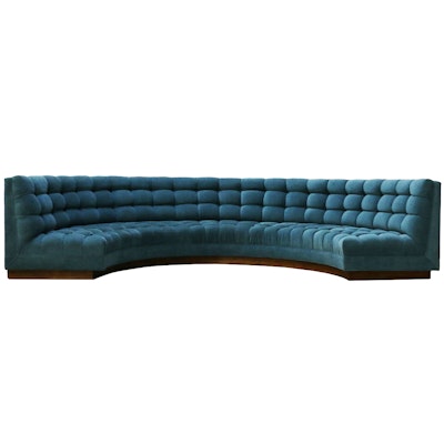 Designer Trip Haenisch Custom Created Semicircular Tufted Sofa