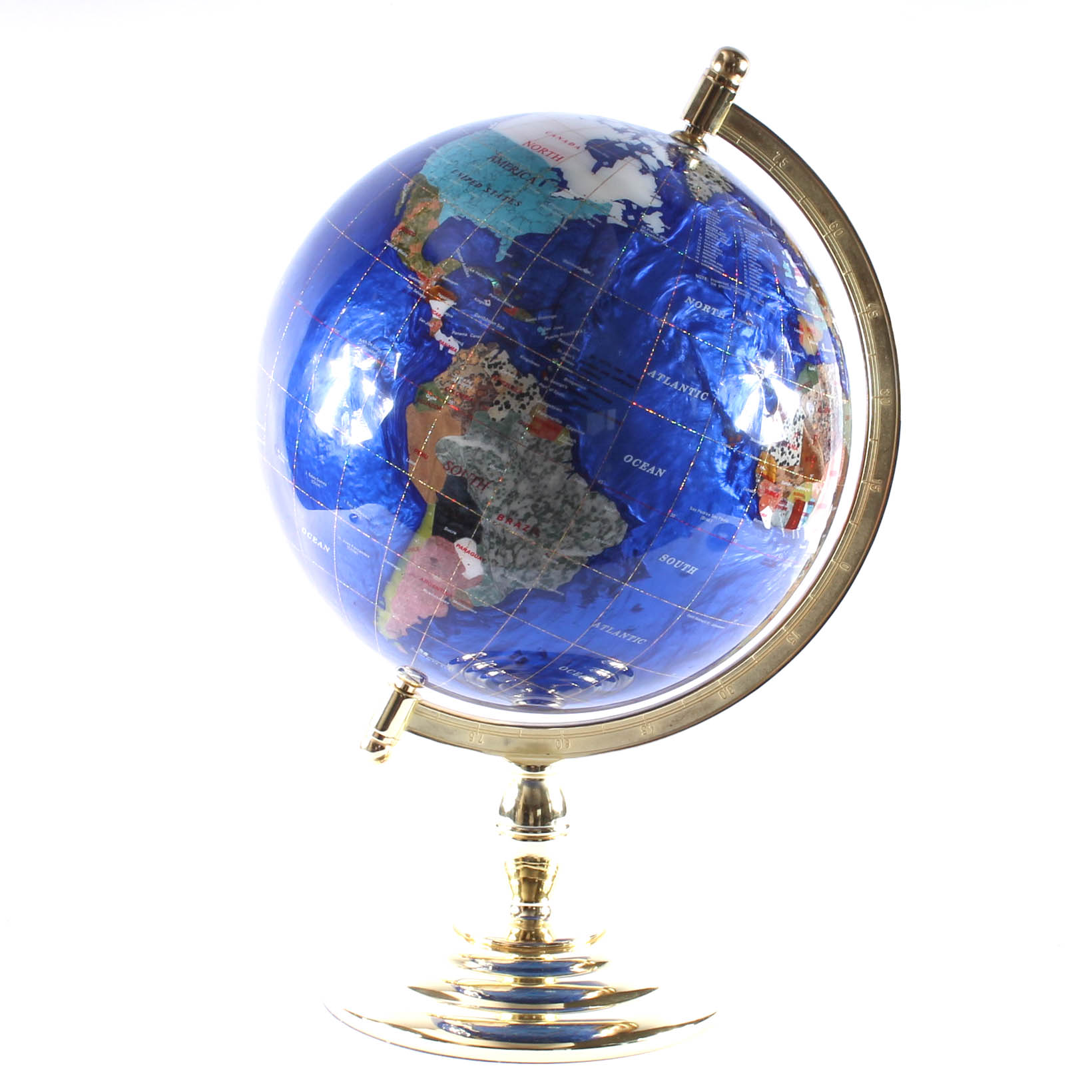 Brass and SemiPrecious Stone Inlay Globe EBTH