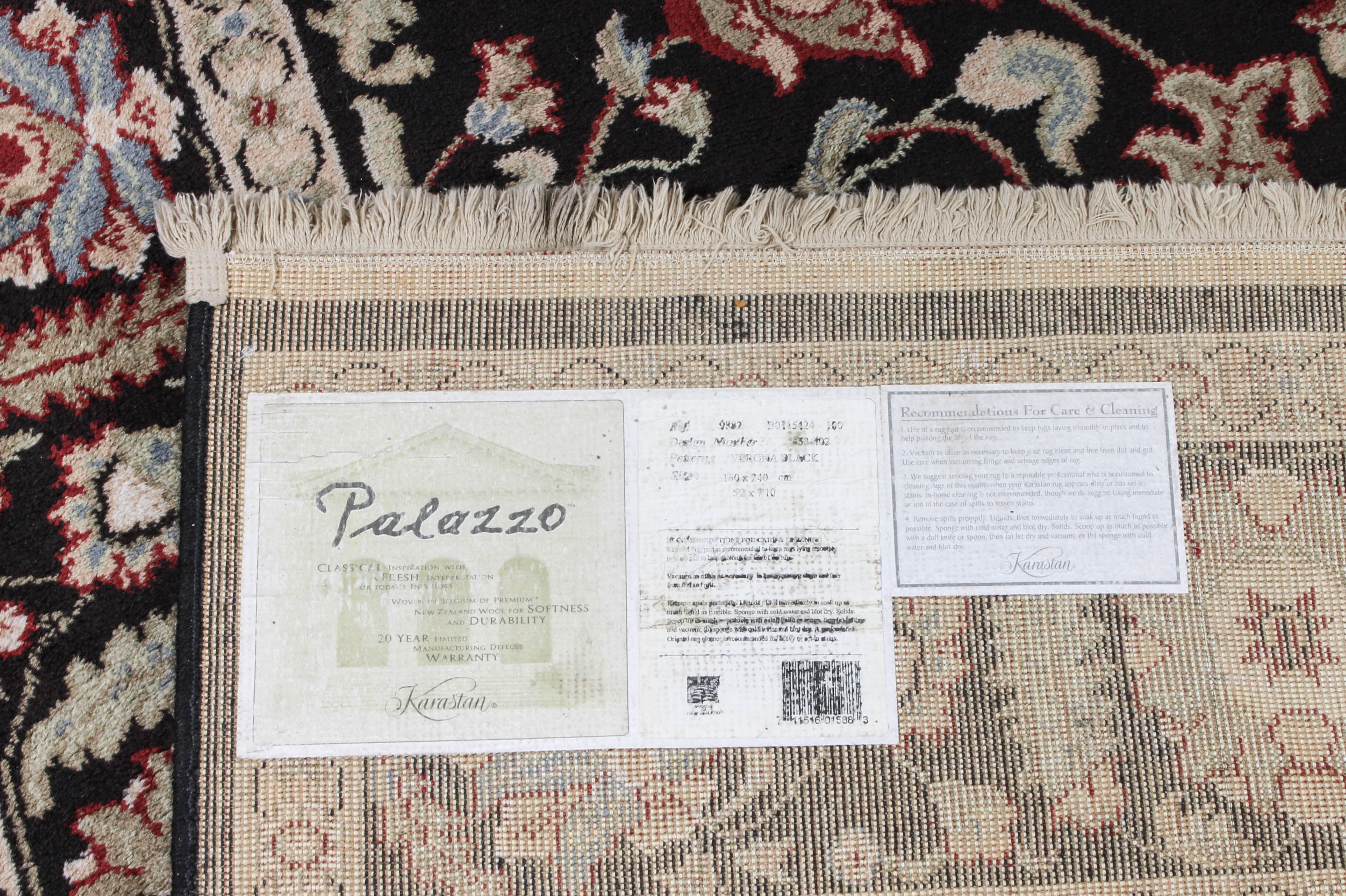 Belgian Karastan Palazzo "Verona Black" Area Rug EBTH