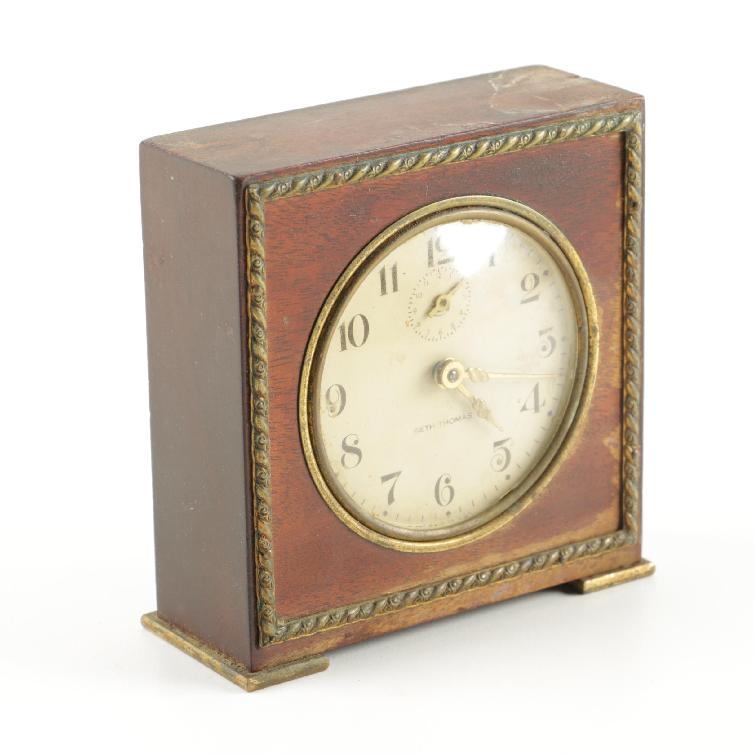 Seth Thomas Wood Desk Clock Ebth
