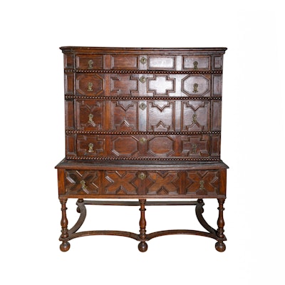 Antique William and Mary Oak Chest on Stand Antique William and Mary Oak Chest on Stand