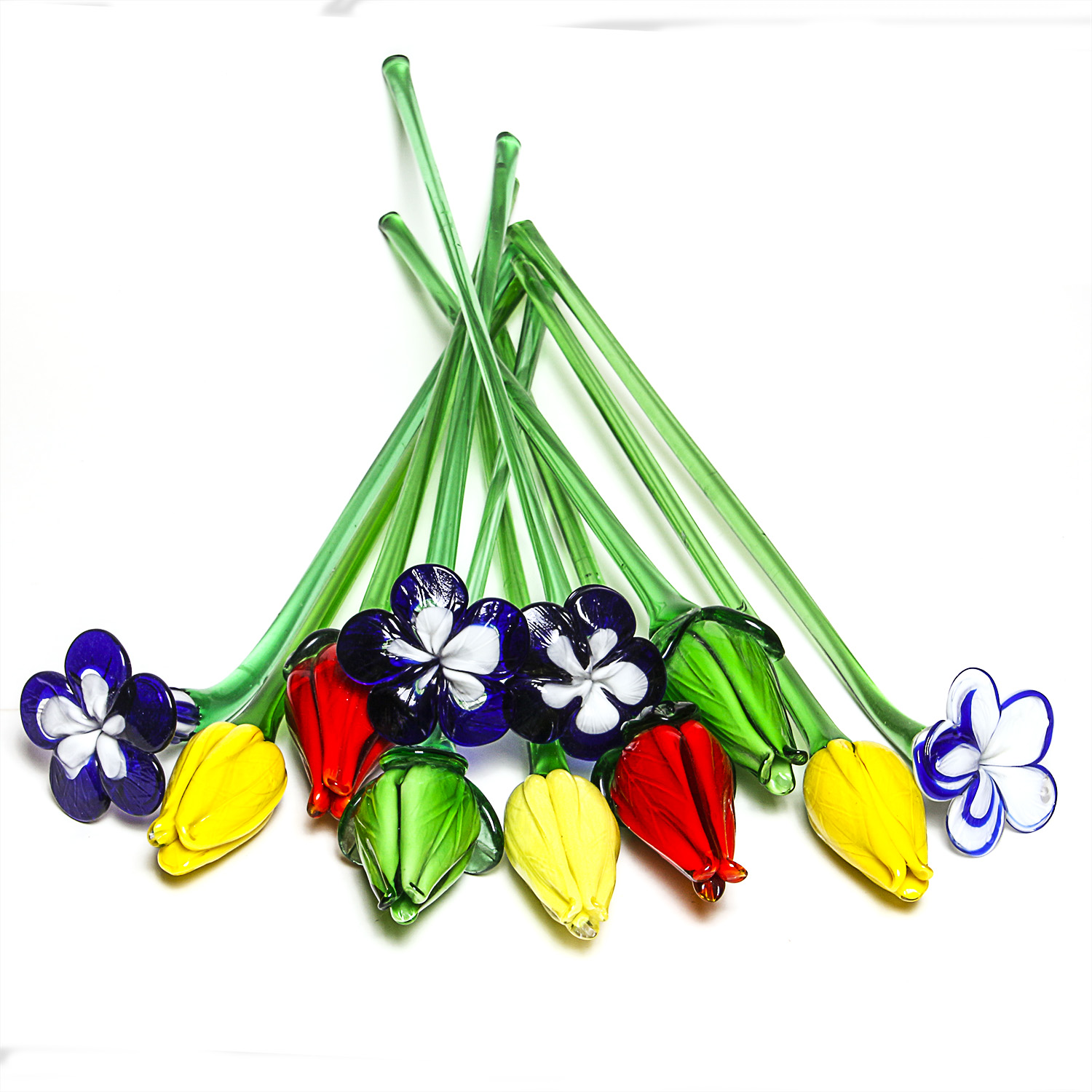 Eleven Long-Stemmed Blown Glass Flowers | EBTH