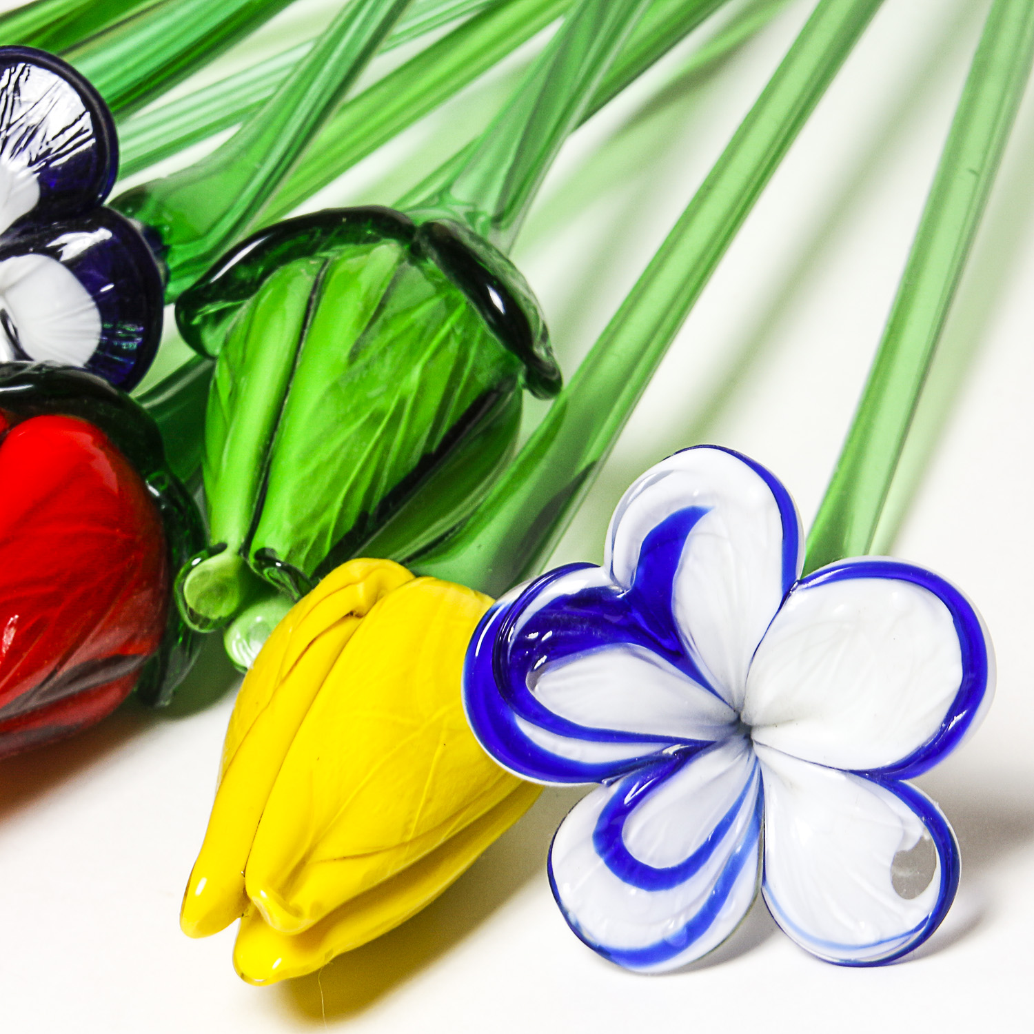 Eleven LongStemmed Blown Glass Flowers EBTH