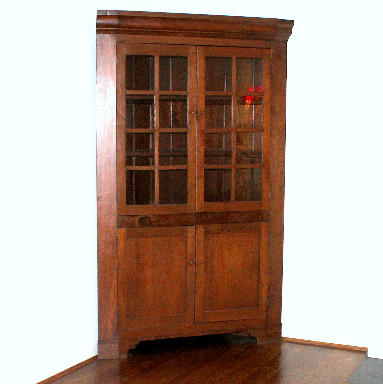 Antique Shaker Style Cherry Corner Cupboard Ebth