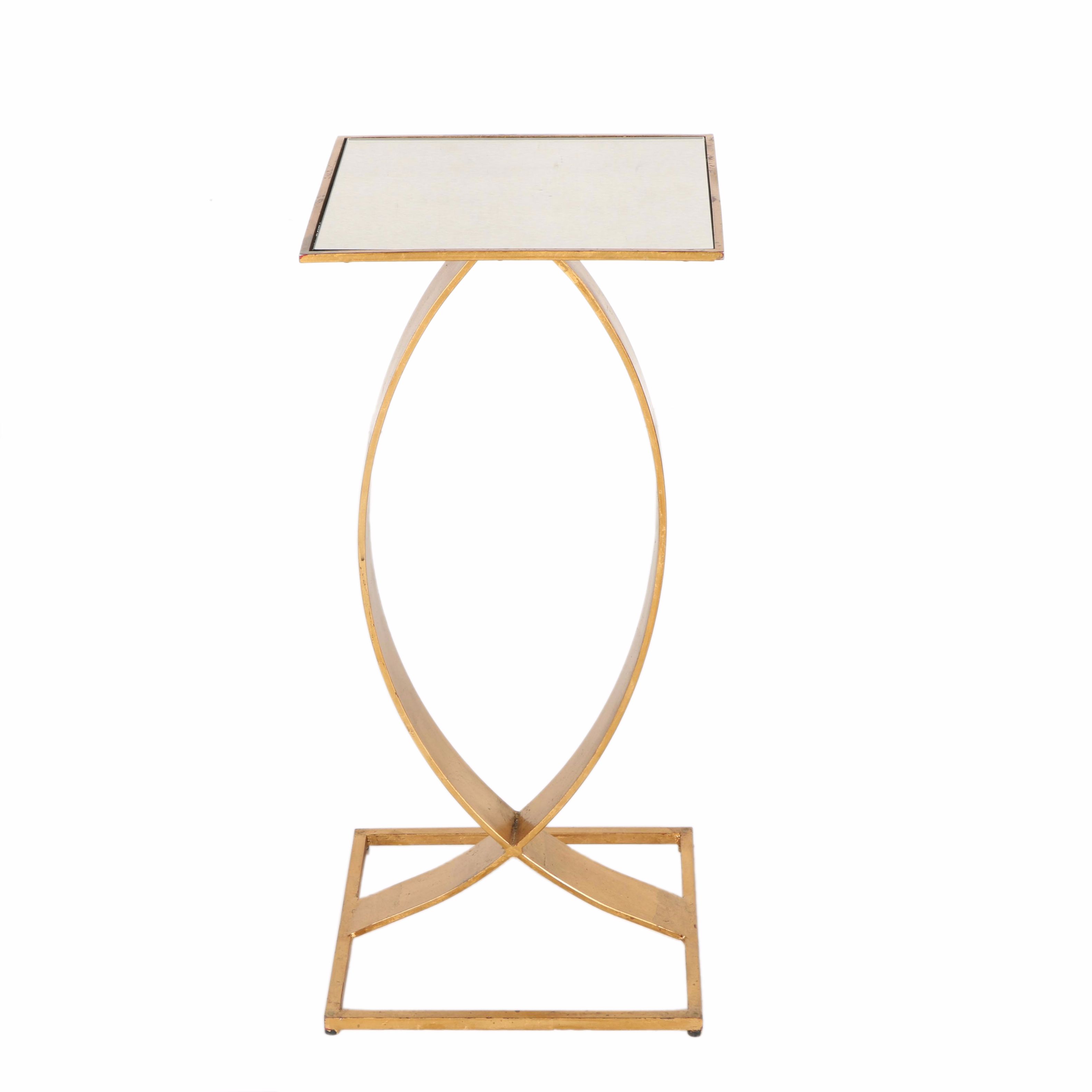 Gold Tone Mirrored Accent Table EBTH