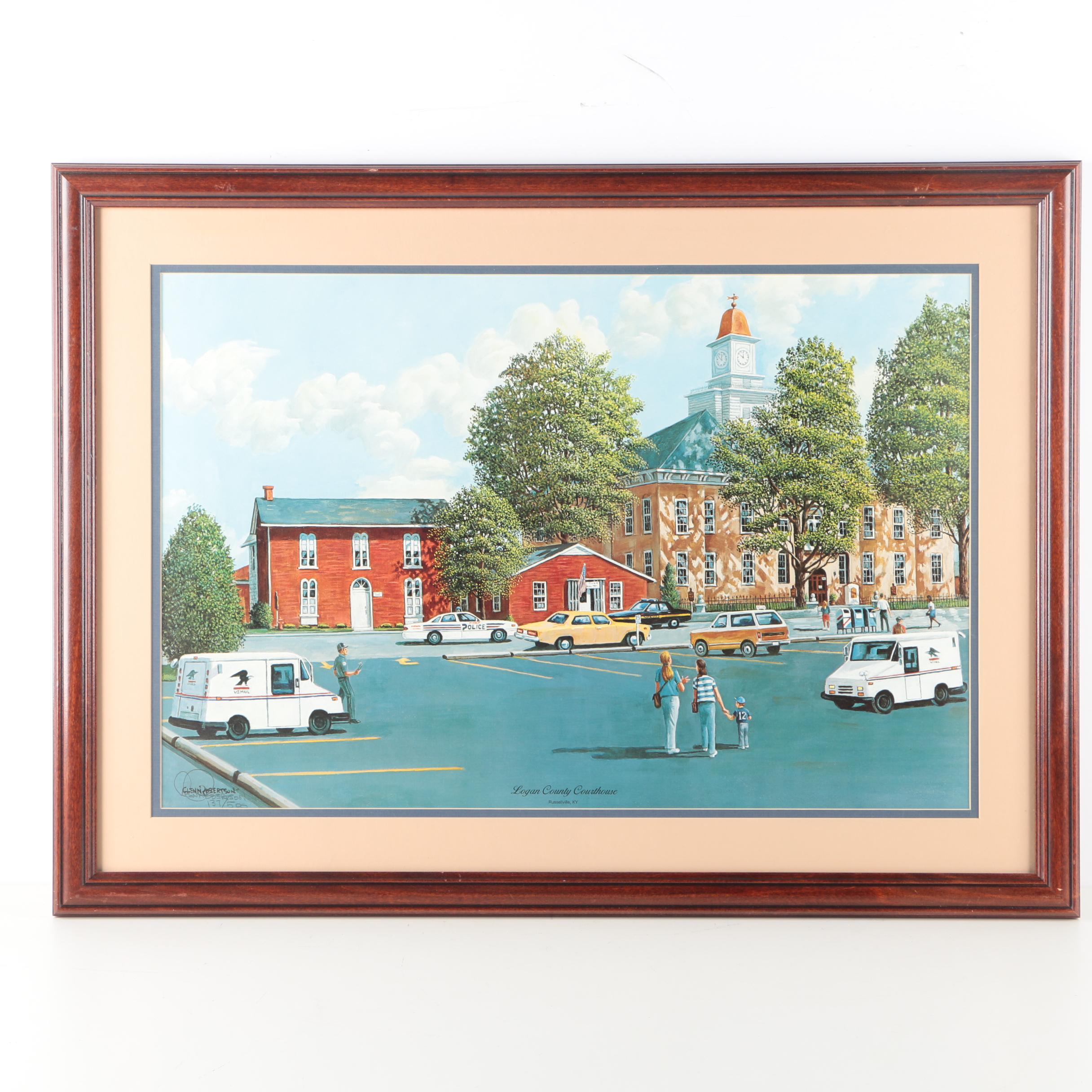 Signed Limited Edition Offset Lithograph After Glenn Robertson's "Logan County Courthouse" EBTH