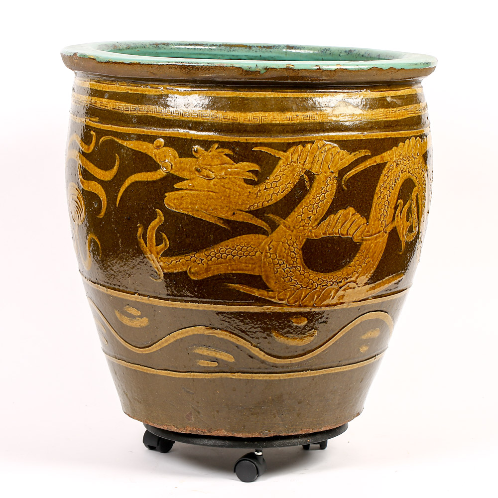 Large Chinese Ceramic Pidan Egg Pot EBTH