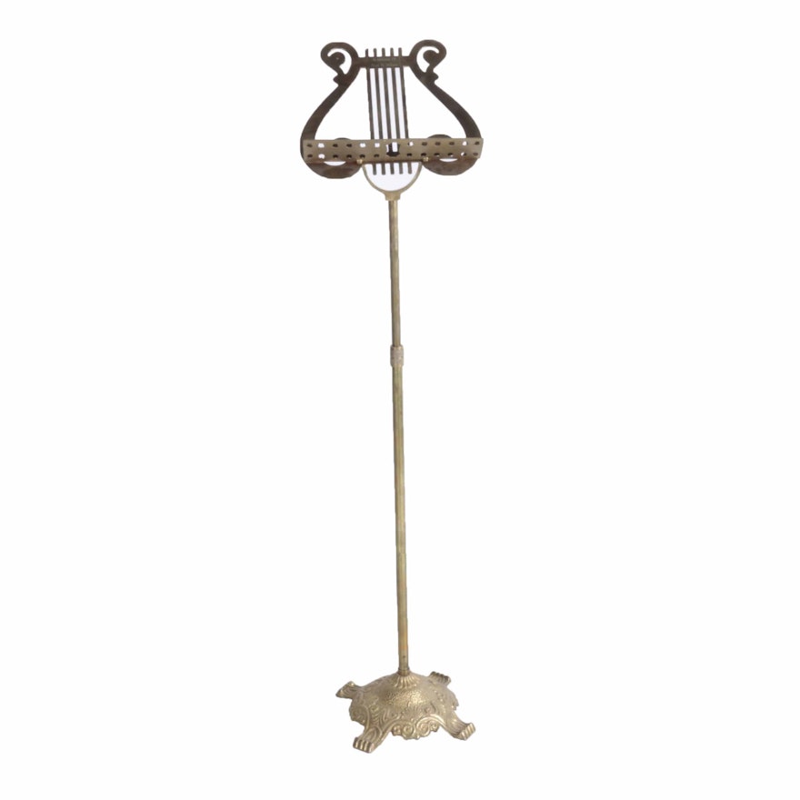 Lyre Shaped Decorative Brass Music Stand Ebth