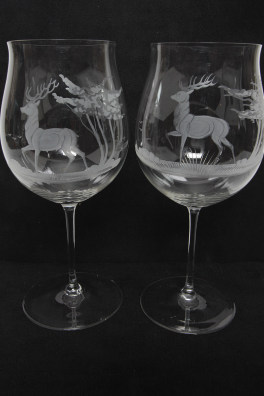 Claus Josef Riedel Etched Crystal Tulip Wine Glasses EBTH