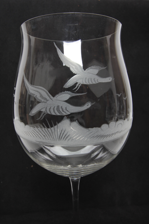 Claus Josef Riedel Etched Crystal Tulip Wine Glasses EBTH