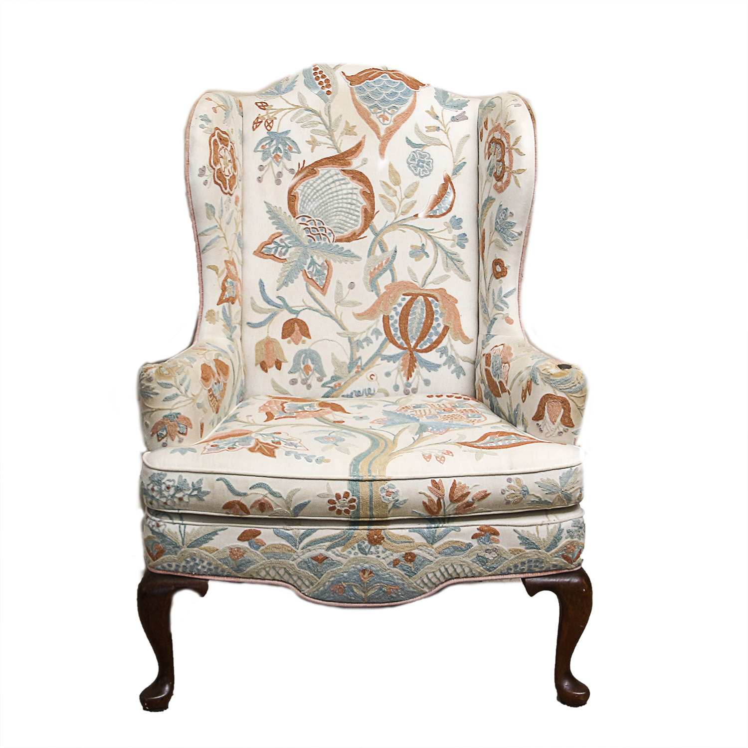 Embroidered Wingback Chair by Woodmark Originals EBTH