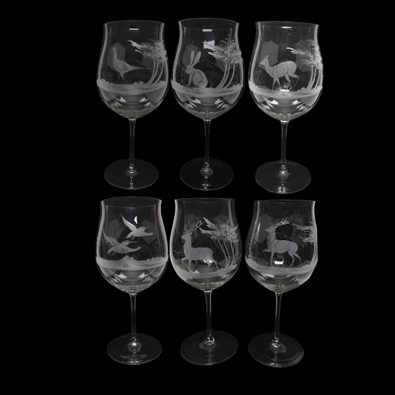 Claus Josef Riedel Etched Crystal Tulip Wine Glasses EBTH