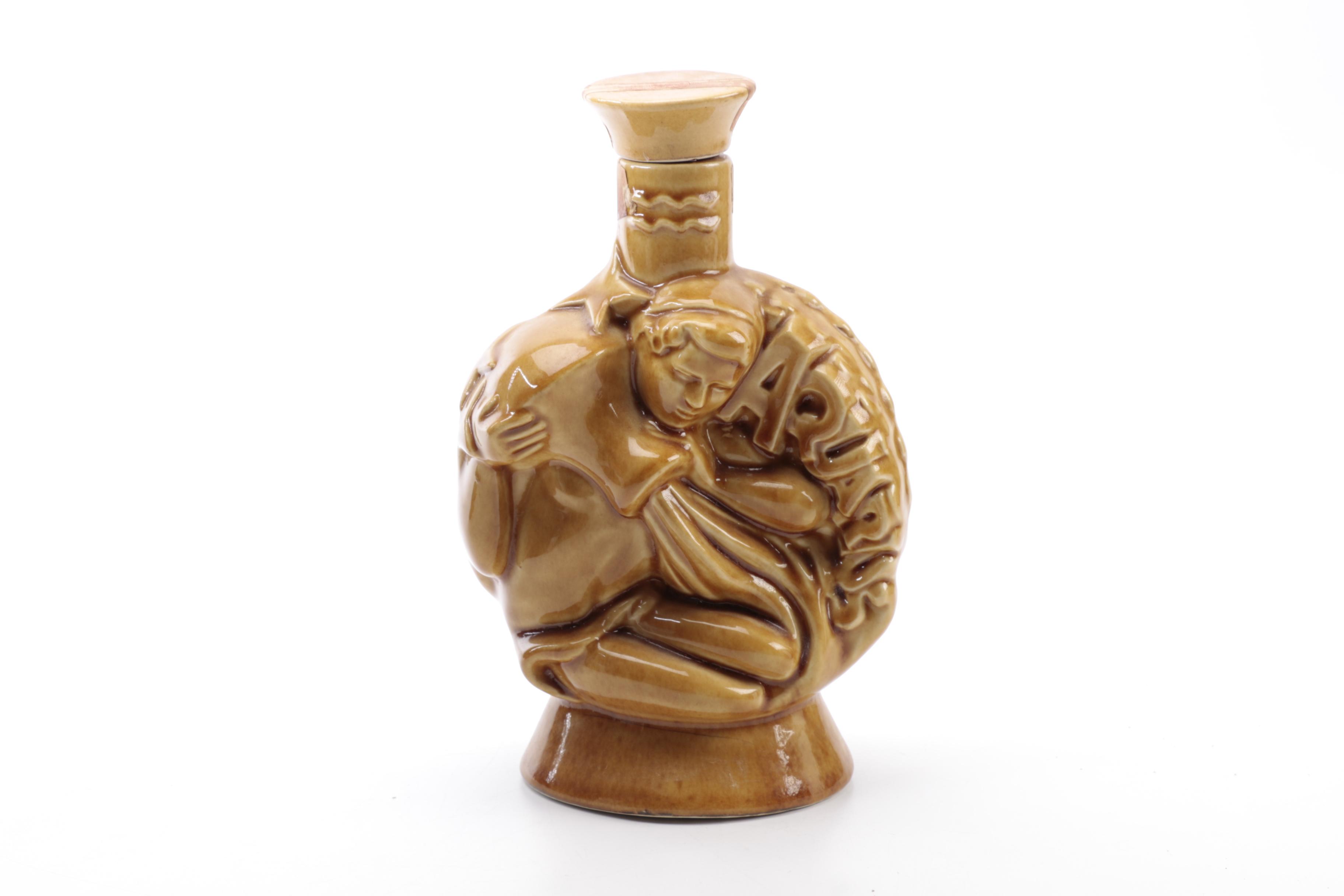 1970s Rare Antique "Zodiac Series" Leo/Aquarius Ceramic Decanter EBTH