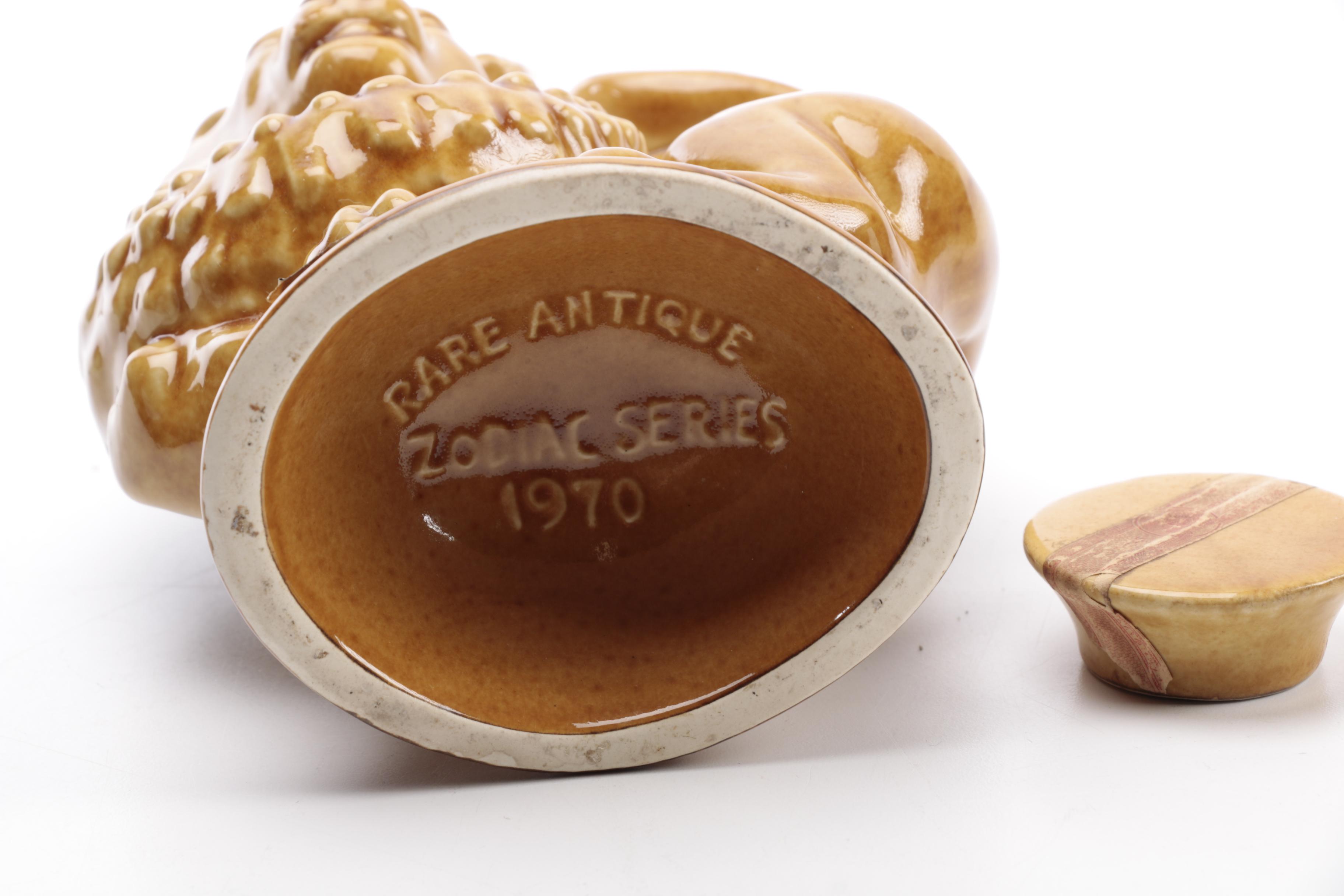 1970s Rare Antique "Zodiac Series" Leo/Aquarius Ceramic Decanter EBTH