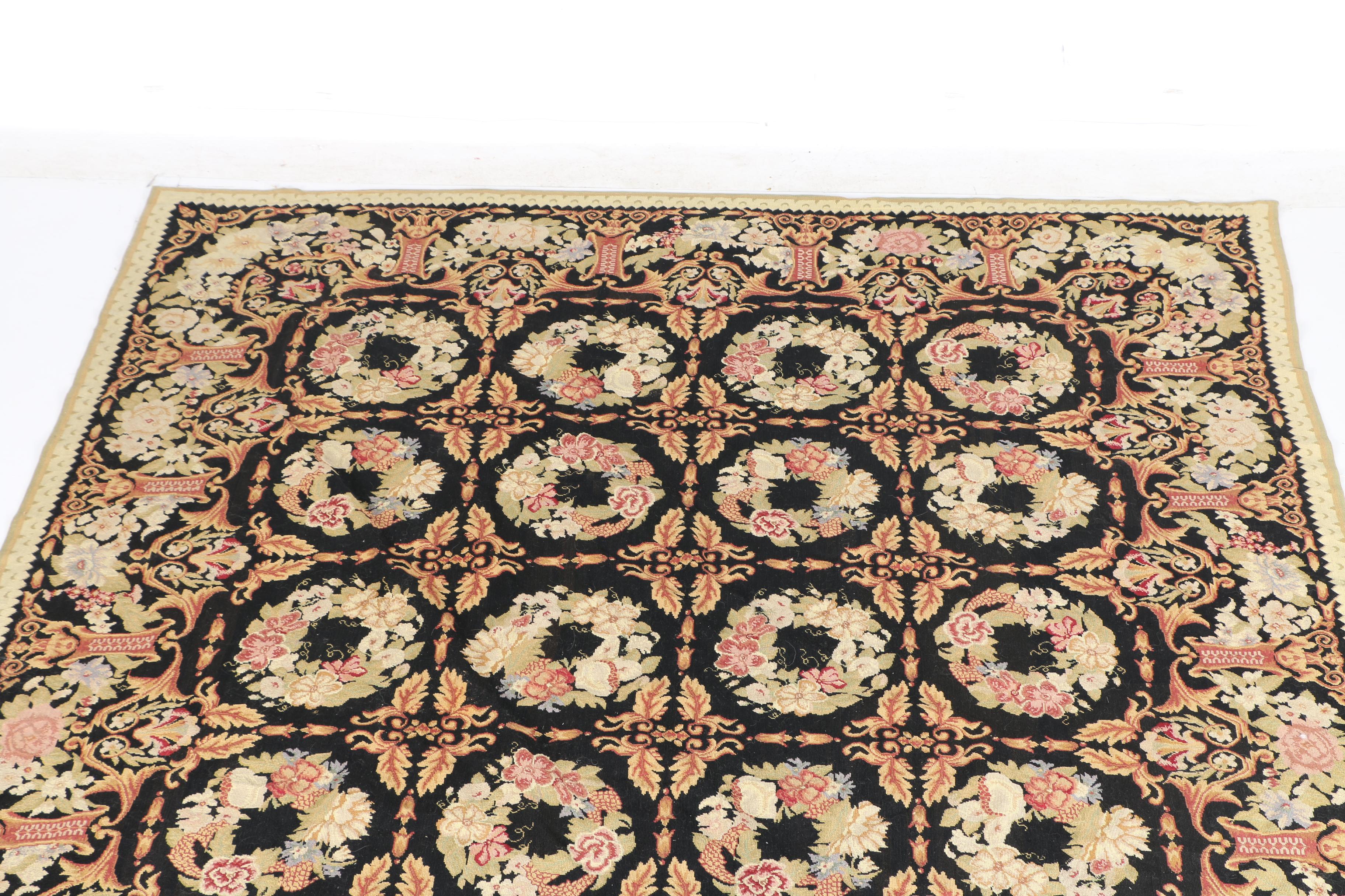 Needlepoint Floral Area Rug EBTH