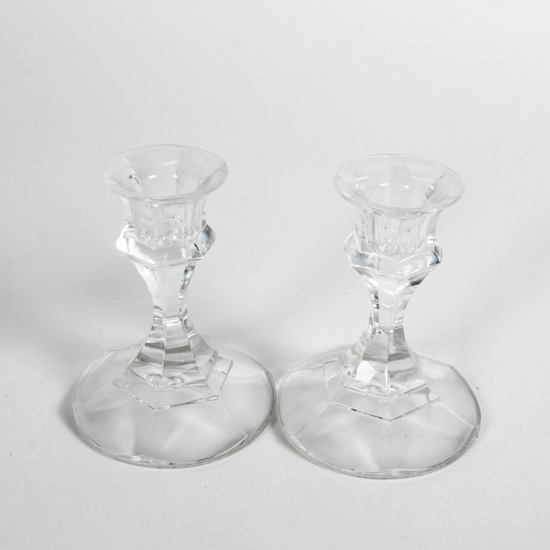 Pair of 24 Full Lead Crystal Vintage Candle Holders EBTH