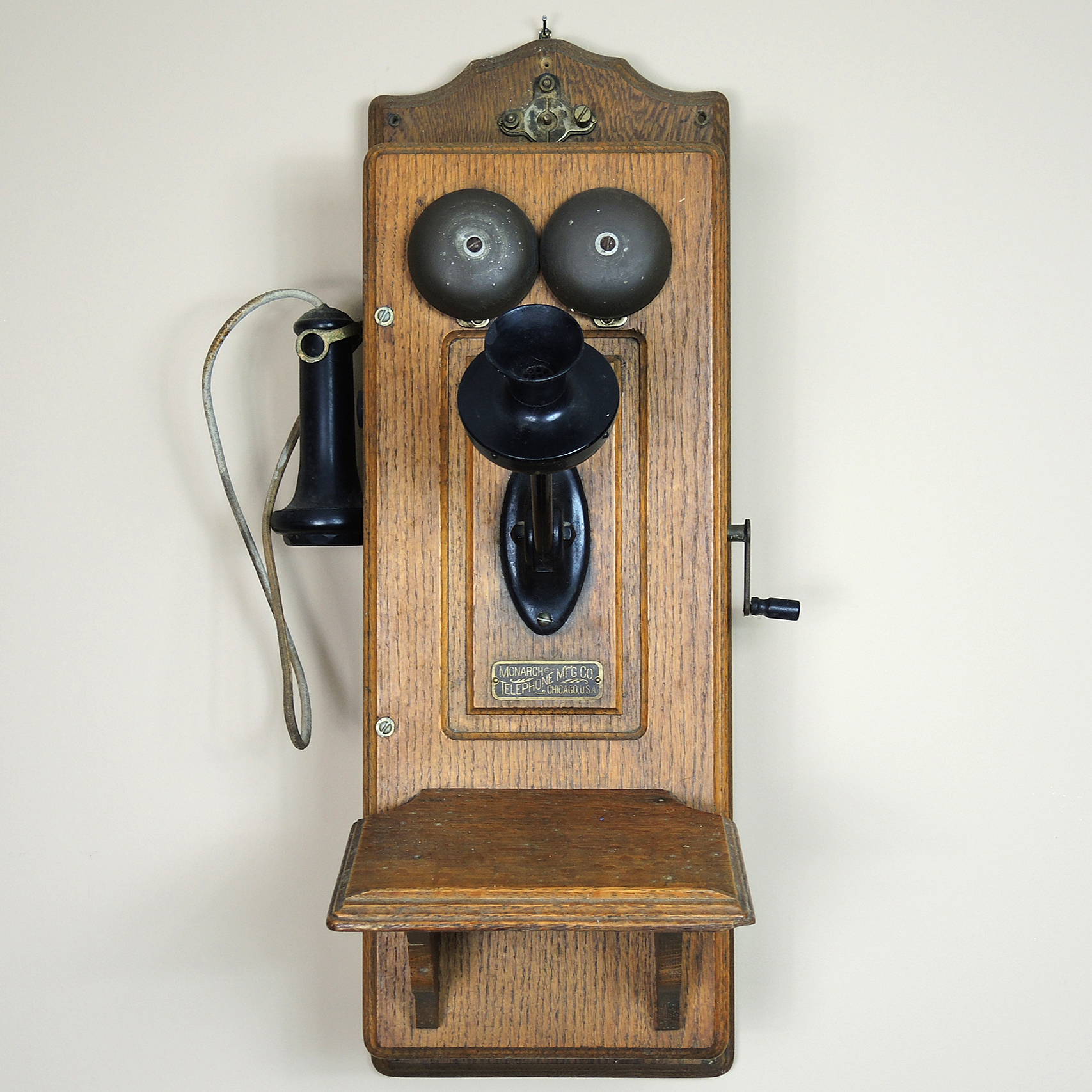 Antique Monarch Oak Wall Crank Telephone EBTH