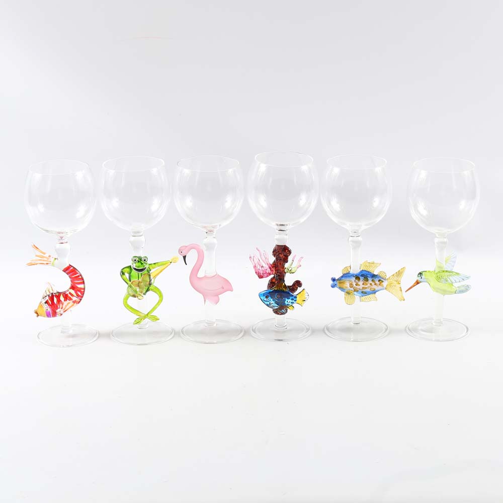 Yurana Designs Hand Blown Wine Glasses EBTH