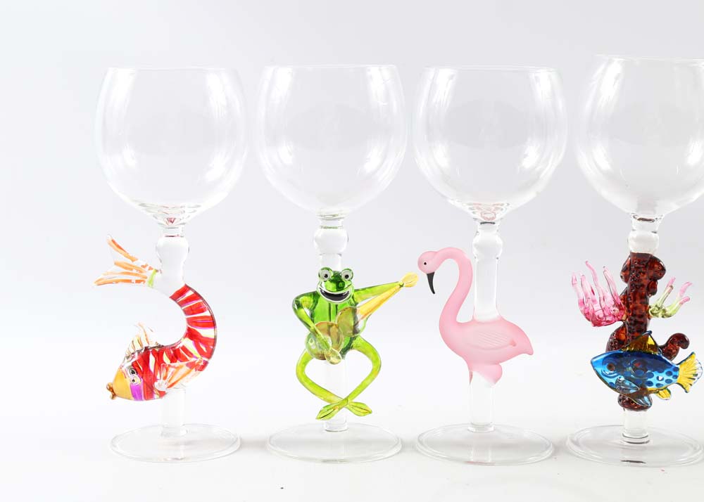 Yurana Designs Hand Blown Wine Glasses EBTH