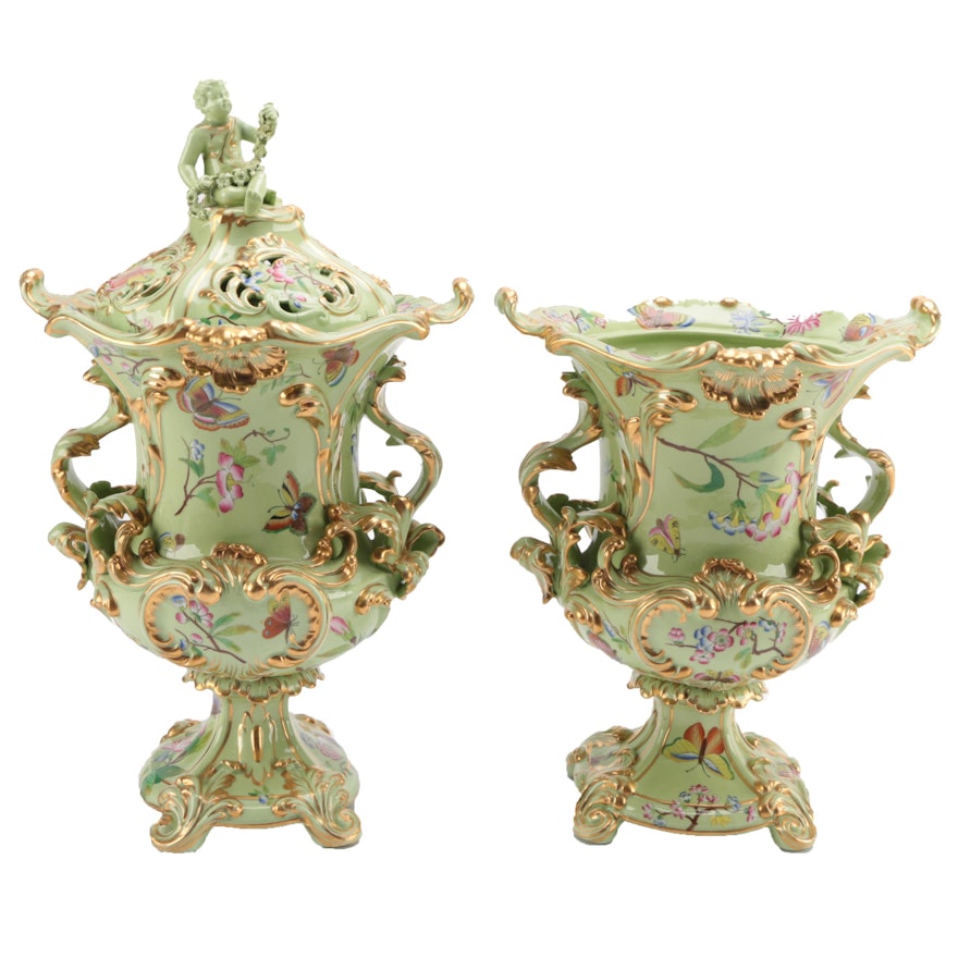 Hand Painted Porcelain Urns