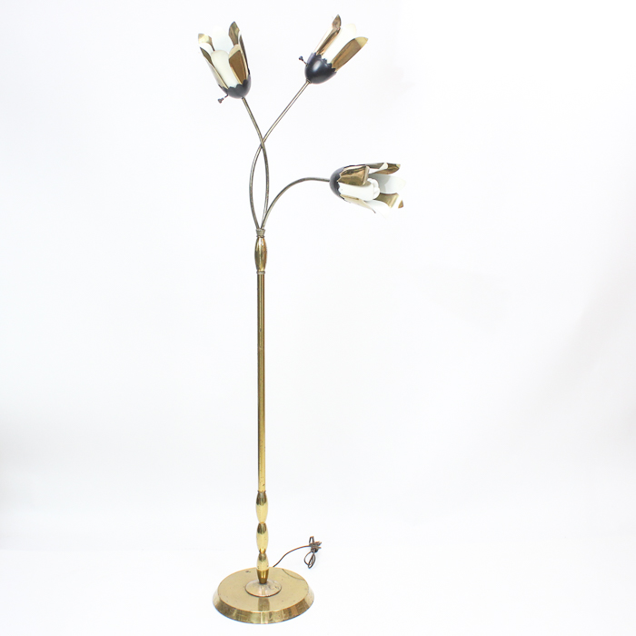 Vintage Brass Floral Multi Arm Floor Lamp
