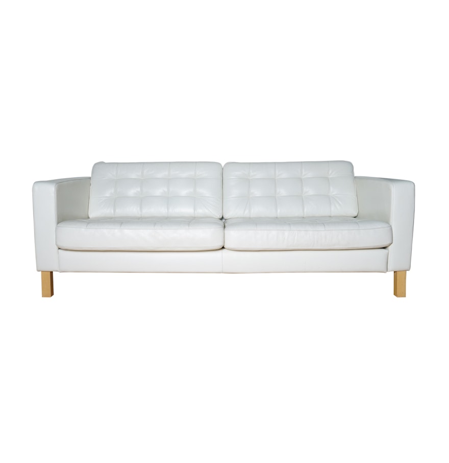 Landskrona Tufted Leather Sofa By IKEA EBTH