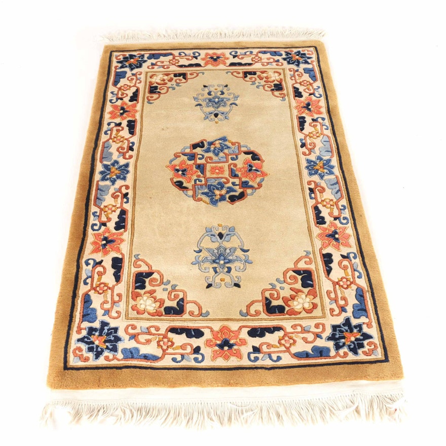 Hand-Knotted Chinese Carved Area Rug